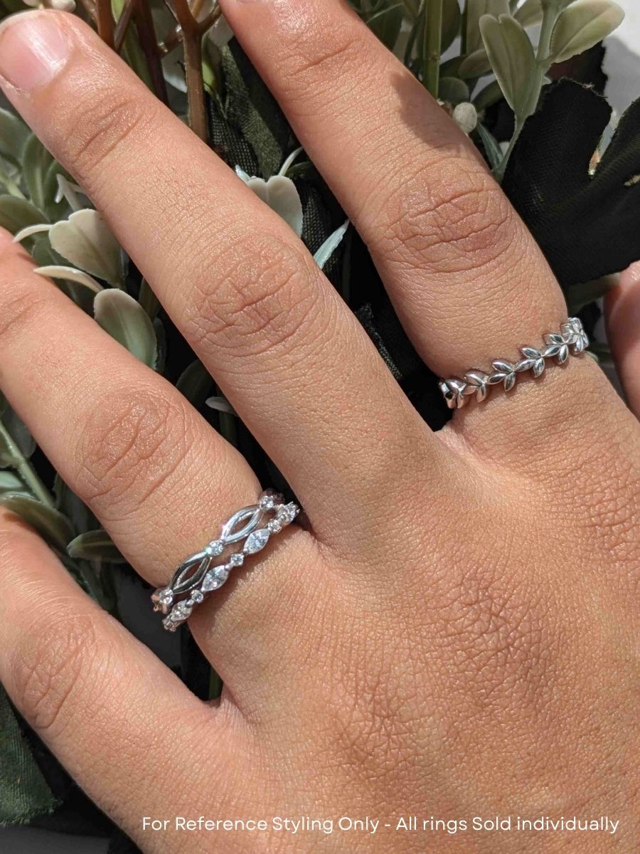Marquise & Round Silver Stackable Ring