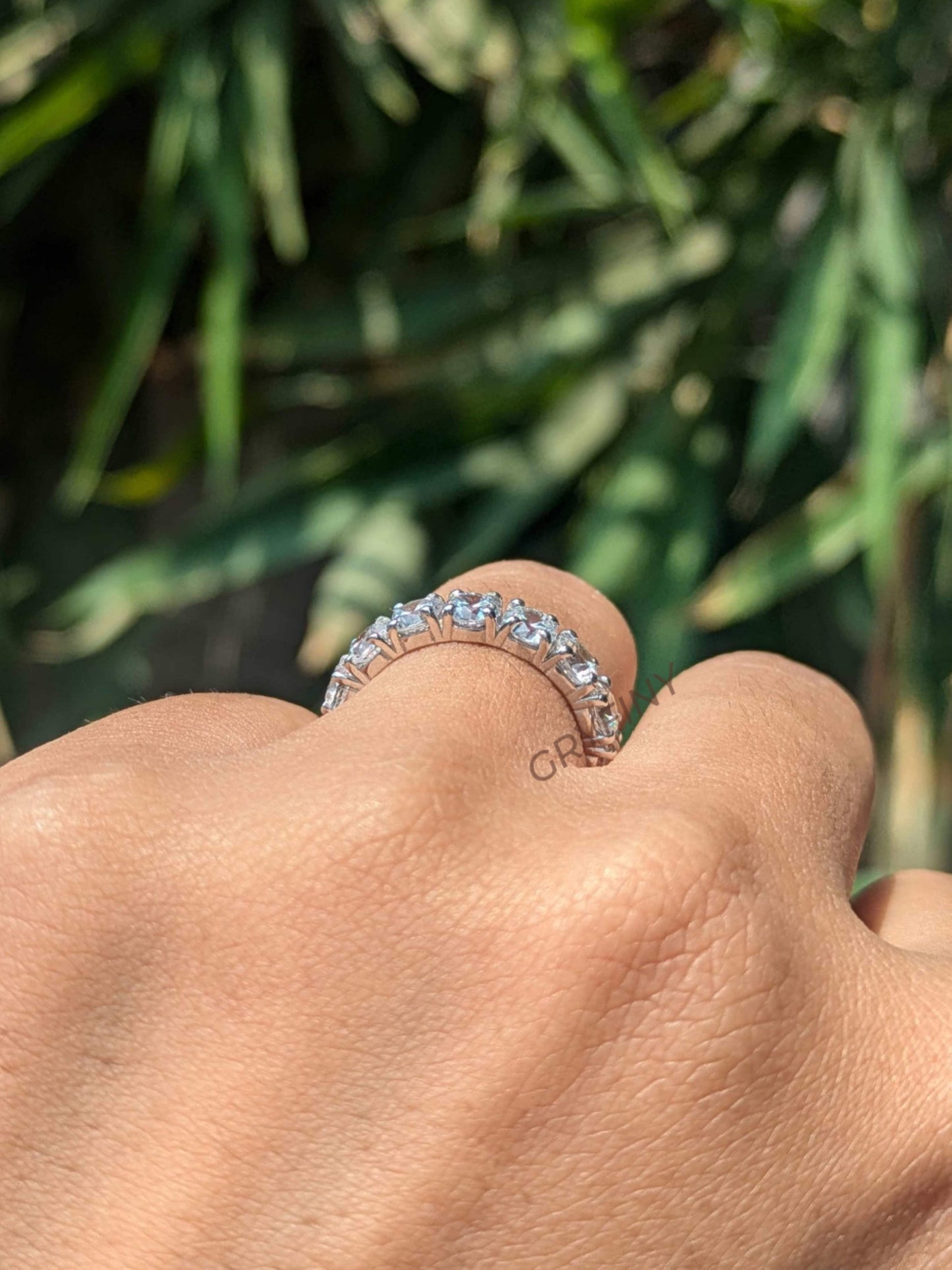 Round Full Eternity Tennis Silver Band