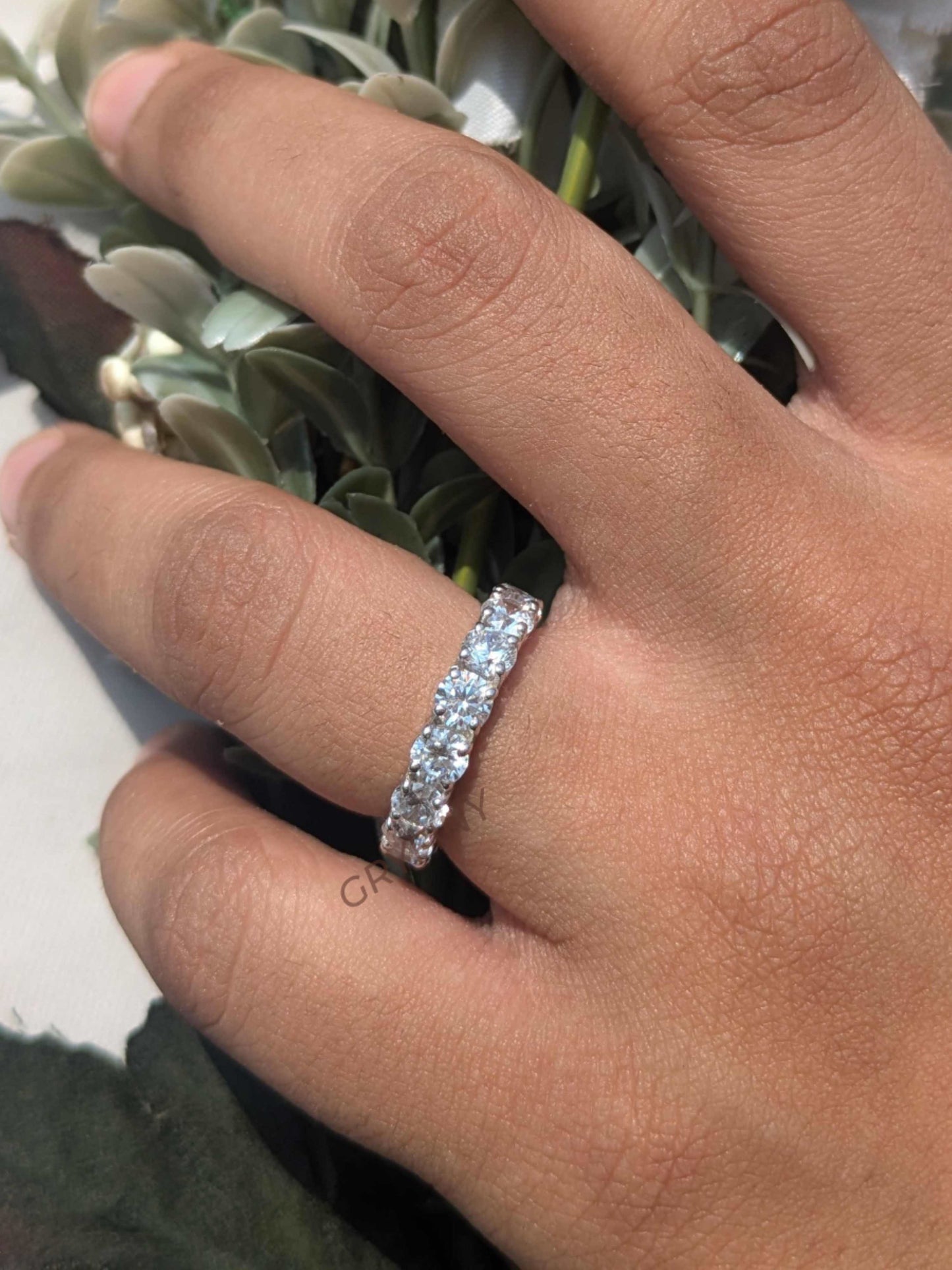 Round Full Eternity Tennis Silver Band