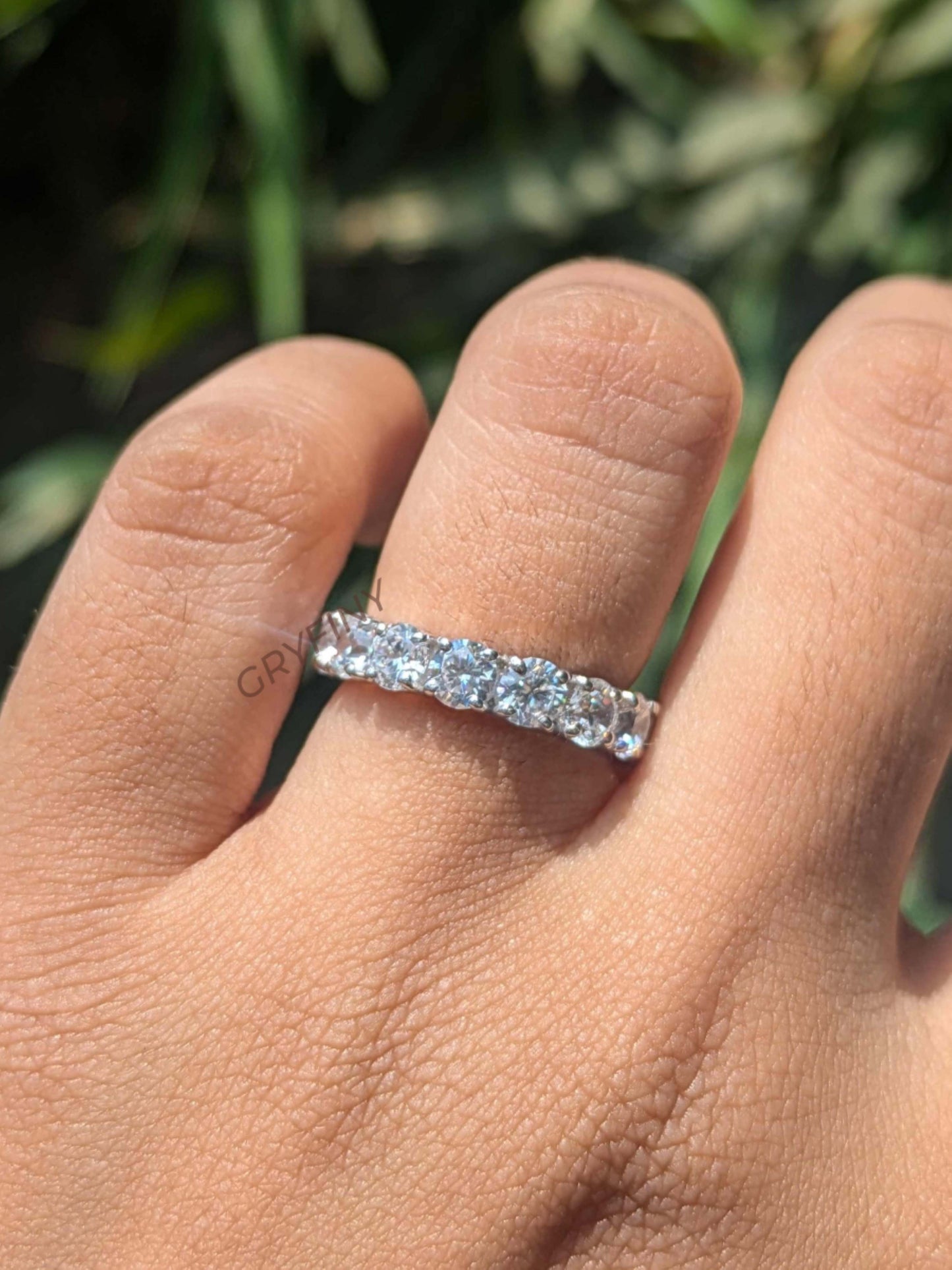 Round Full Eternity Tennis Silver Band