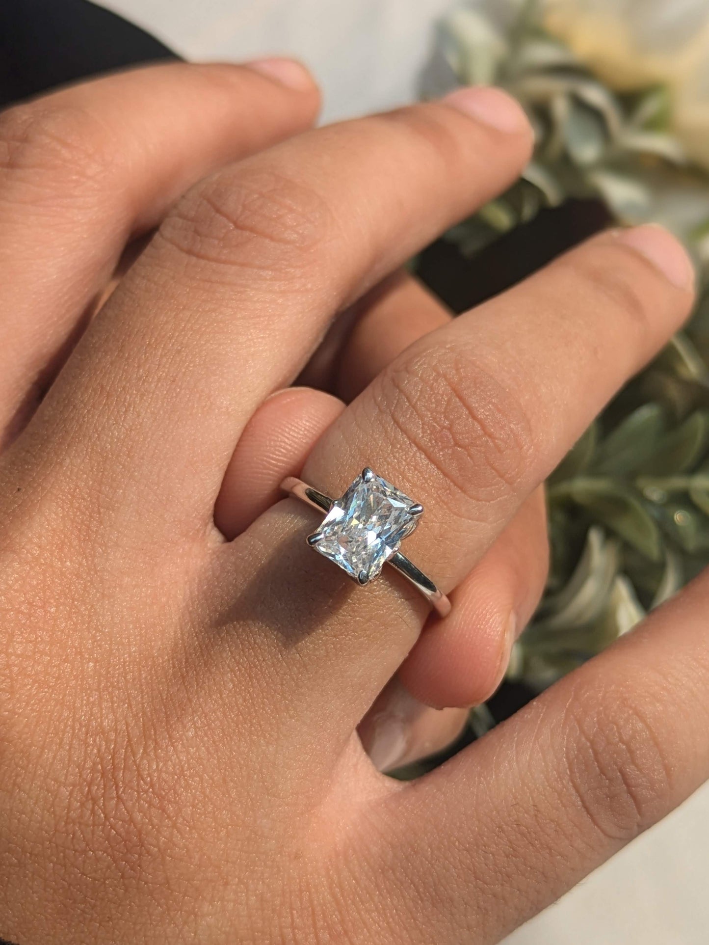 Maren Silver Radiant Solitaire Ring