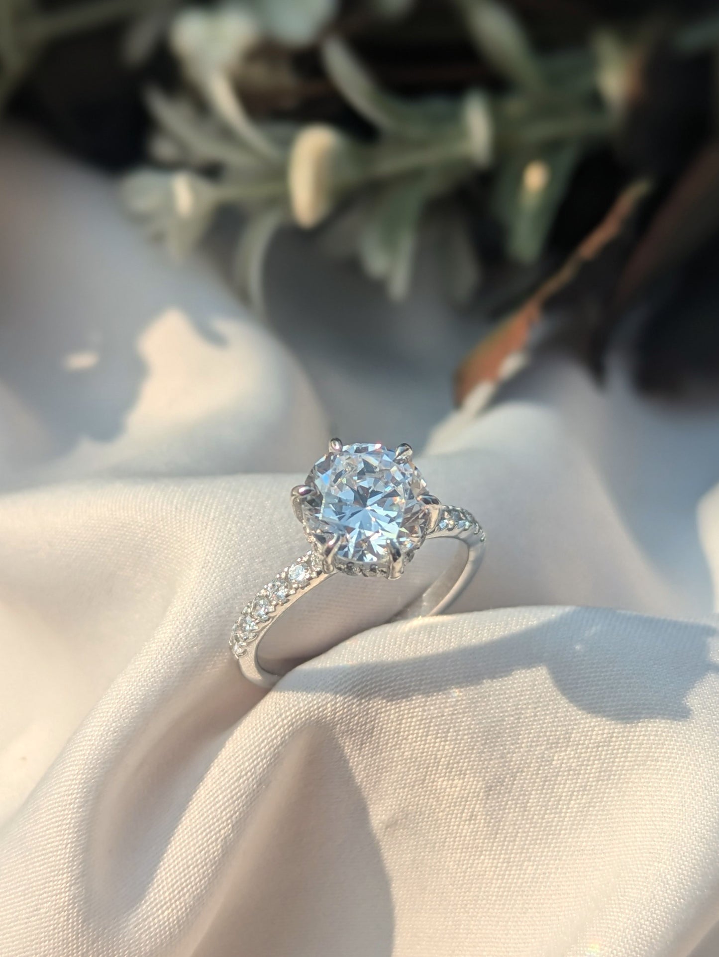 Blossom Round Solitaire Silver Ring