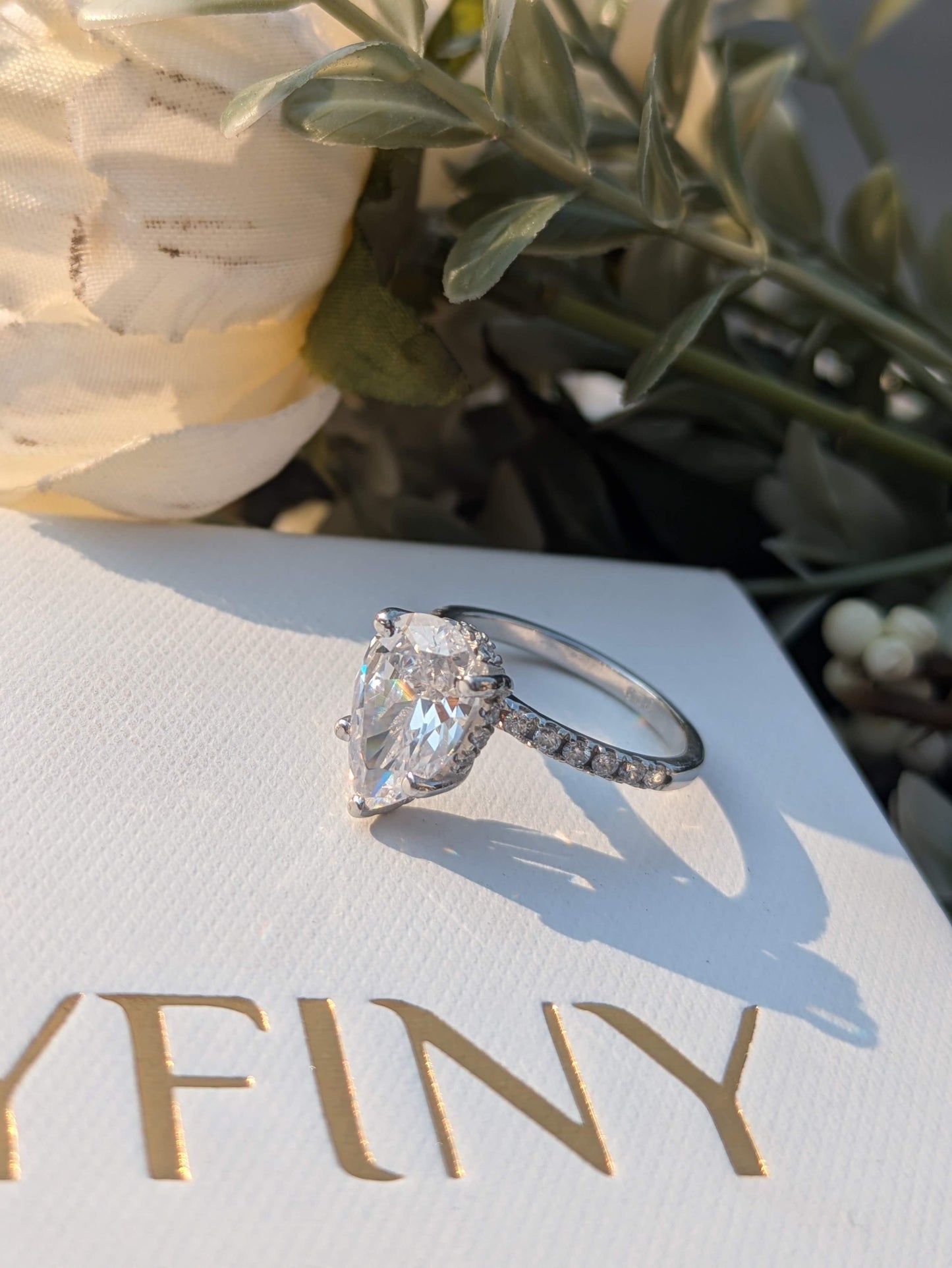 Gloria Pear Solitaire Silver Ring