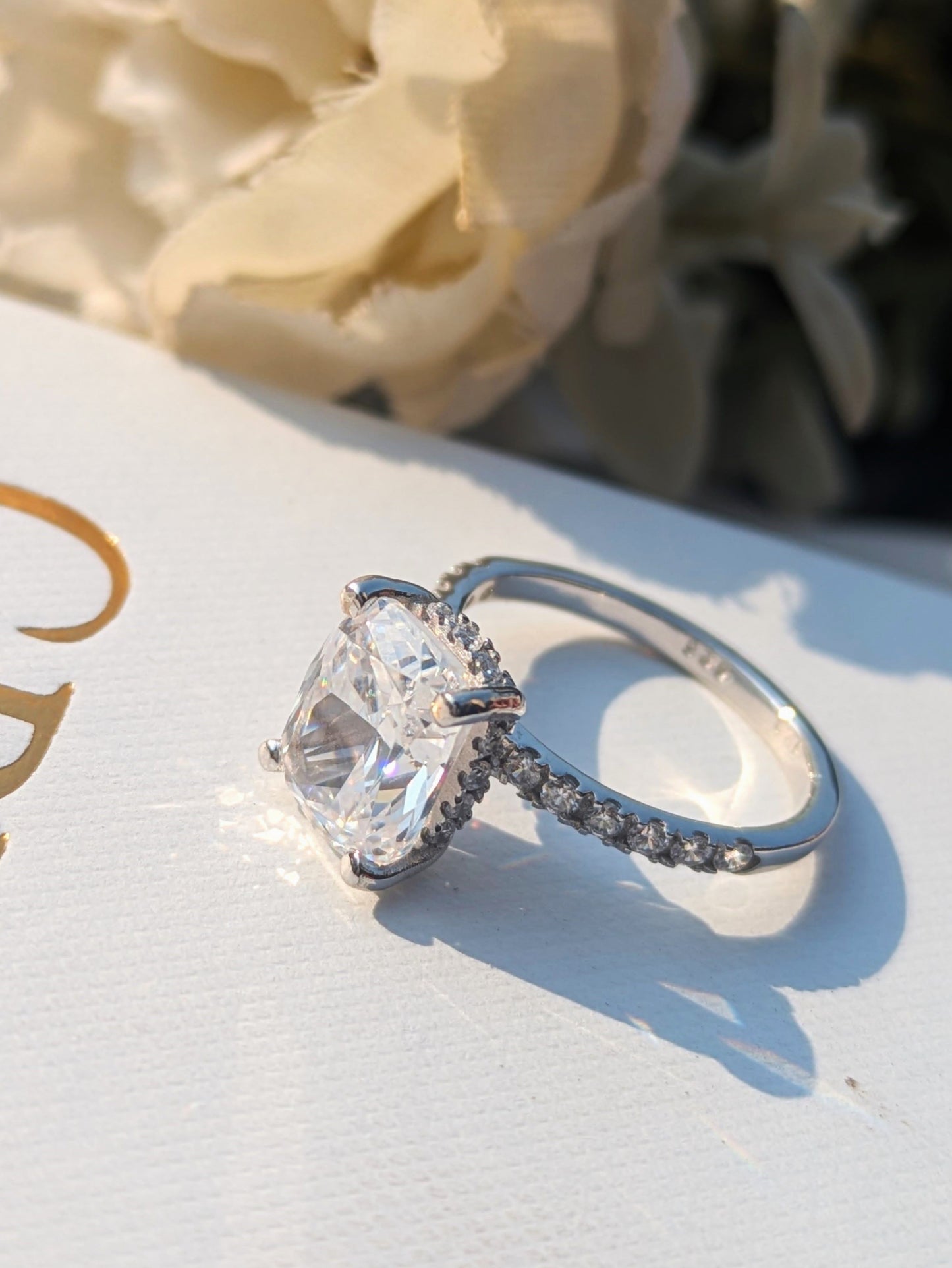Amaira Cushion Solitaire Silver Ring