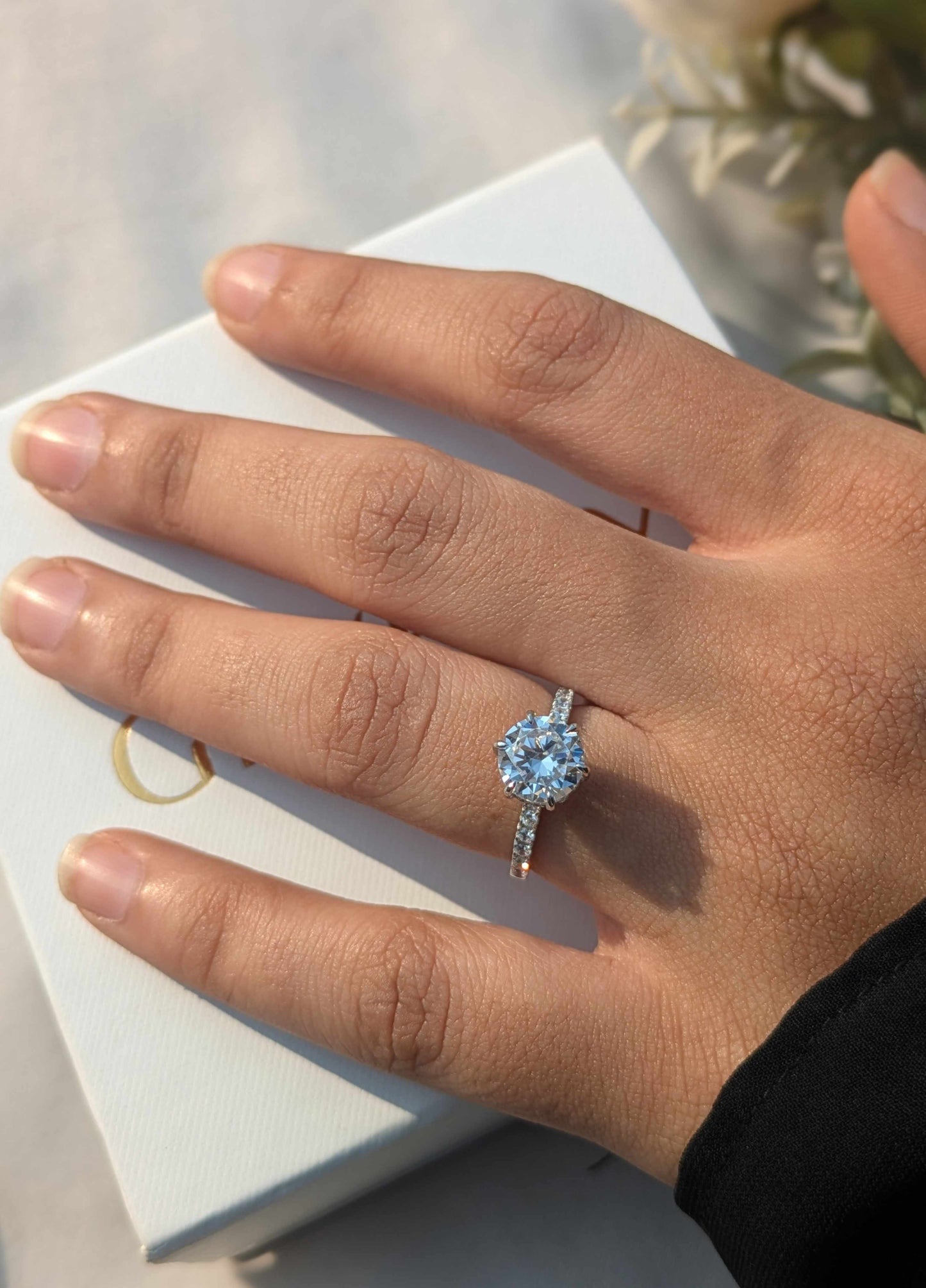 Blossom Round Solitaire Silver Ring