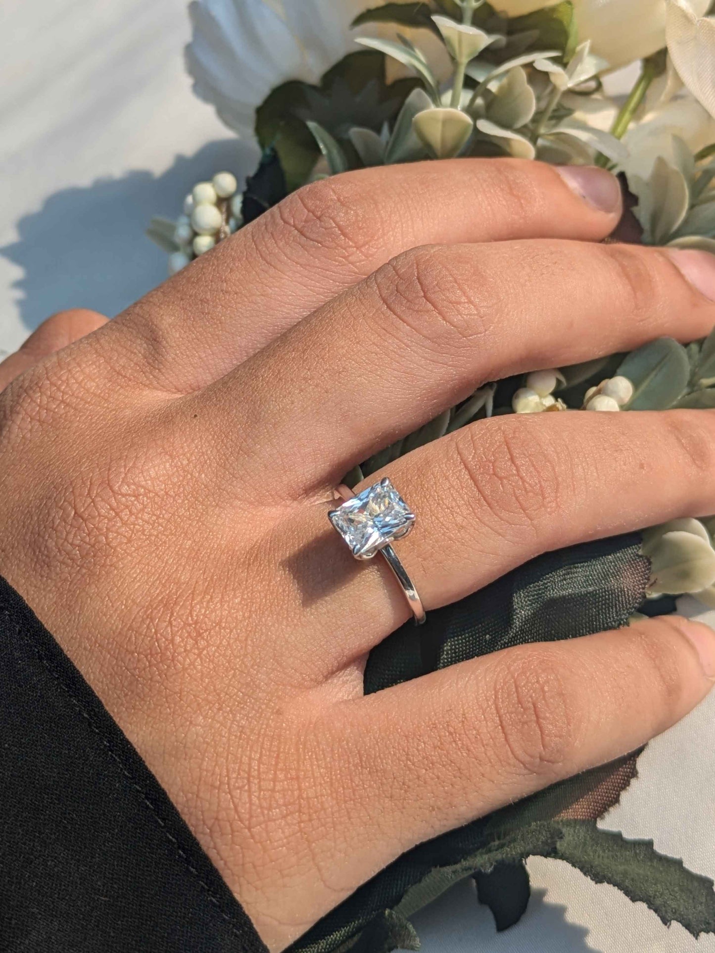 Maren Silver Radiant Solitaire Ring