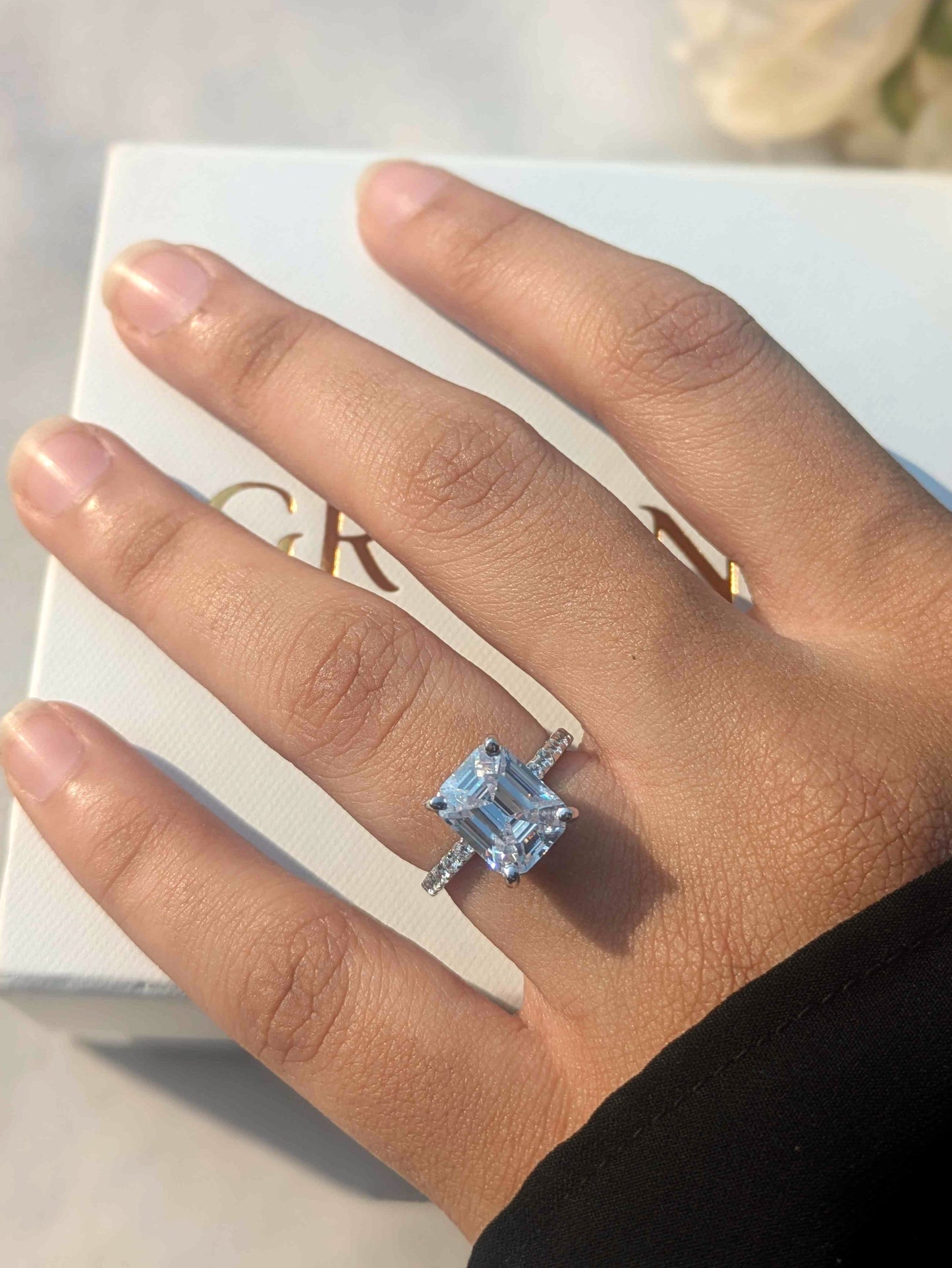 Lara Emerald Solitaire Silver Ring