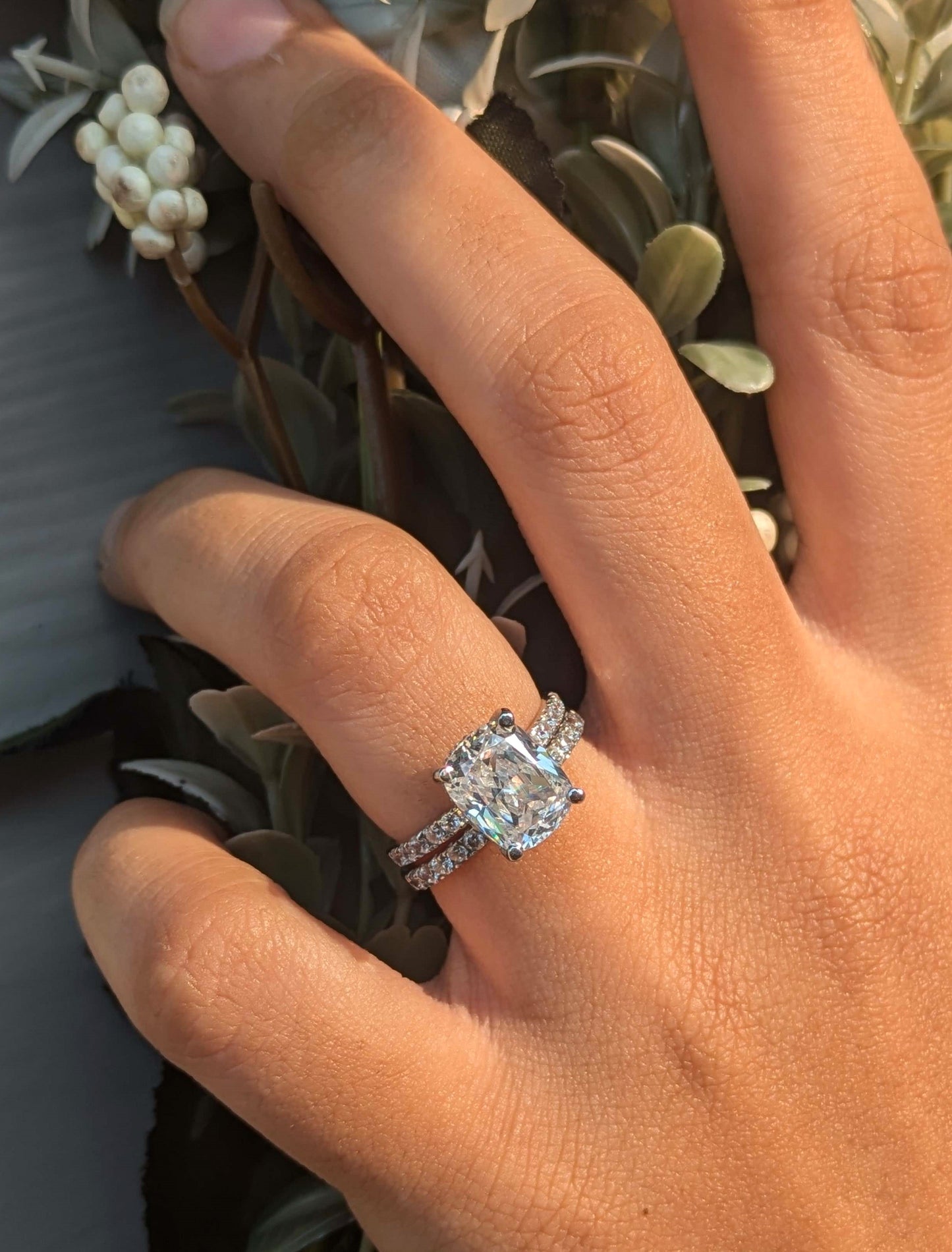 Amaira Cushion Solitaire Silver Ring