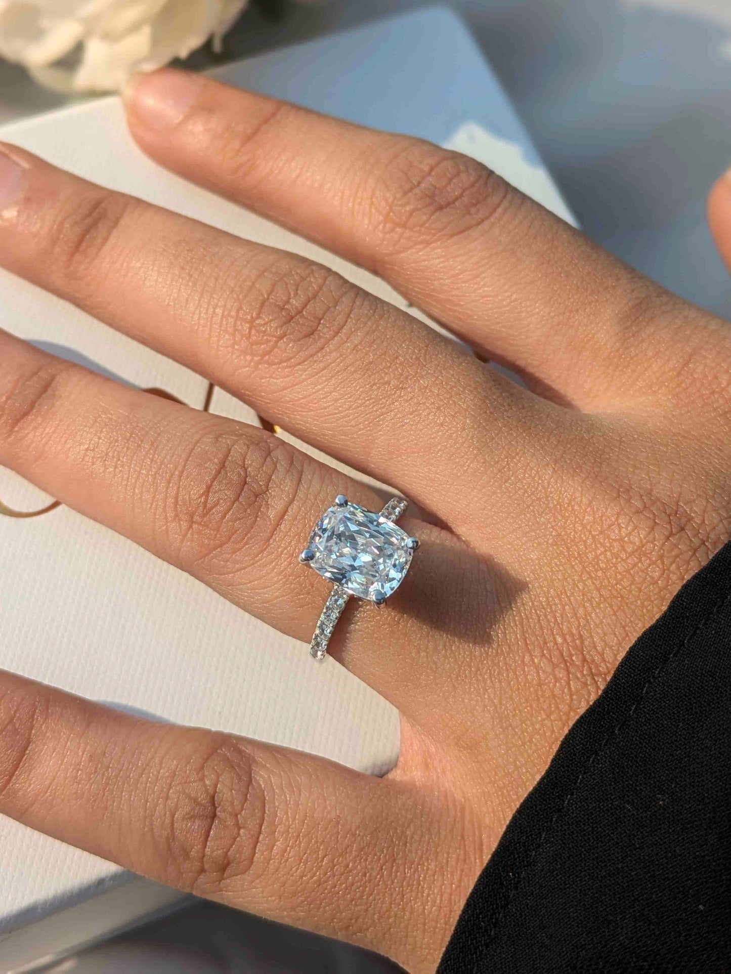 Amaira Cushion Solitaire Silver Ring
