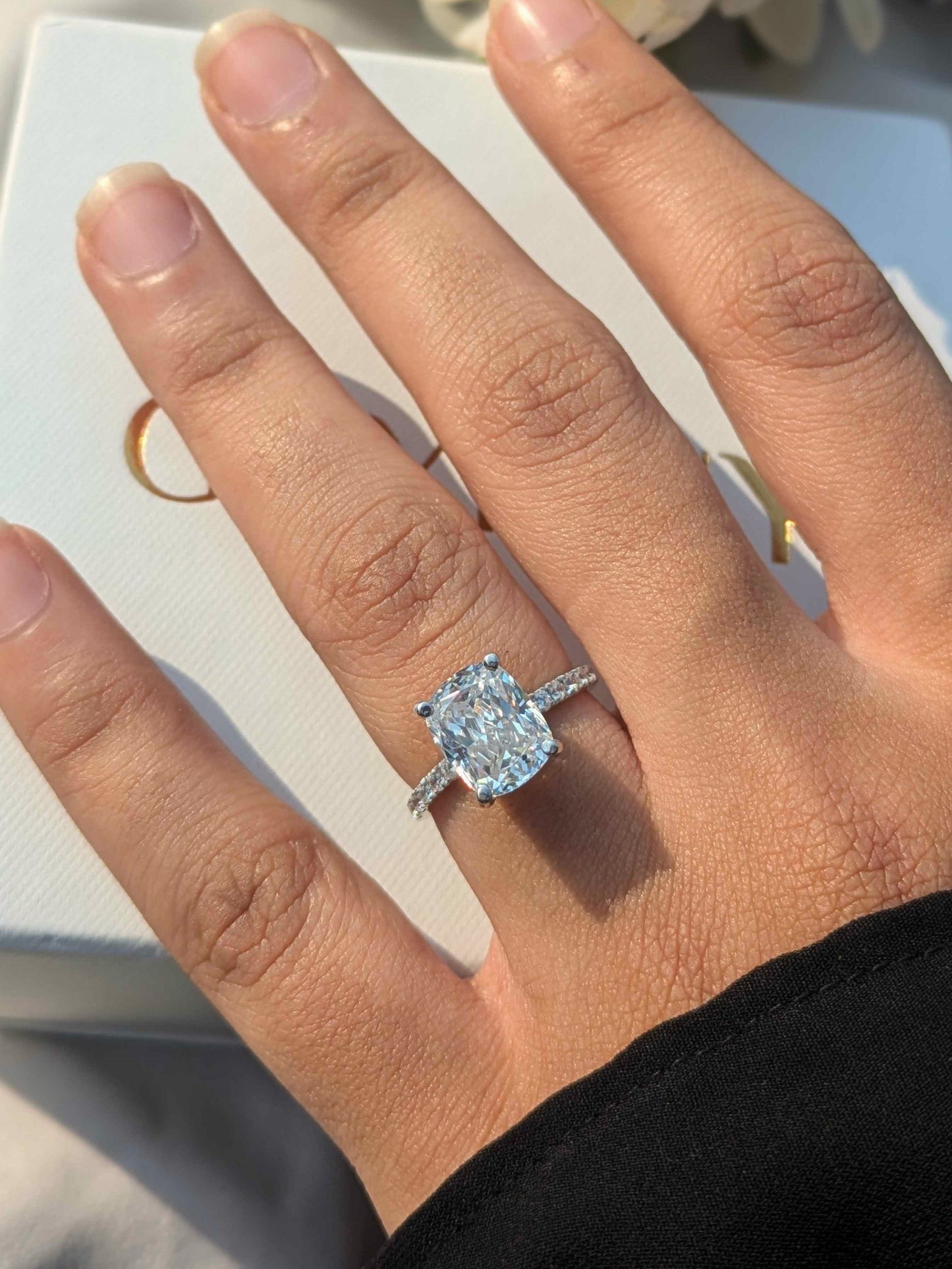 Amaira Cushion Solitaire Silver Ring