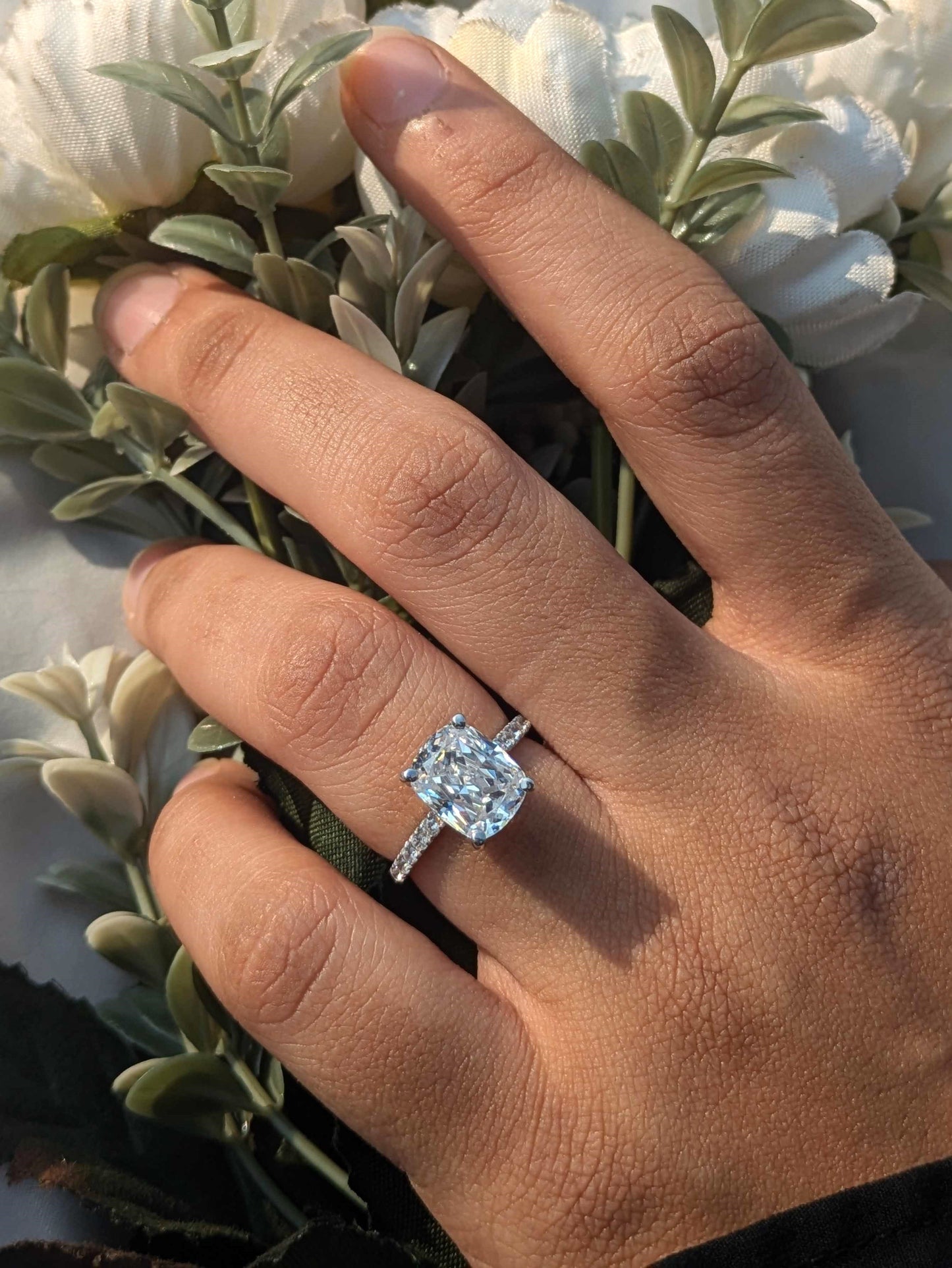 Amaira Cushion Solitaire Silver Ring