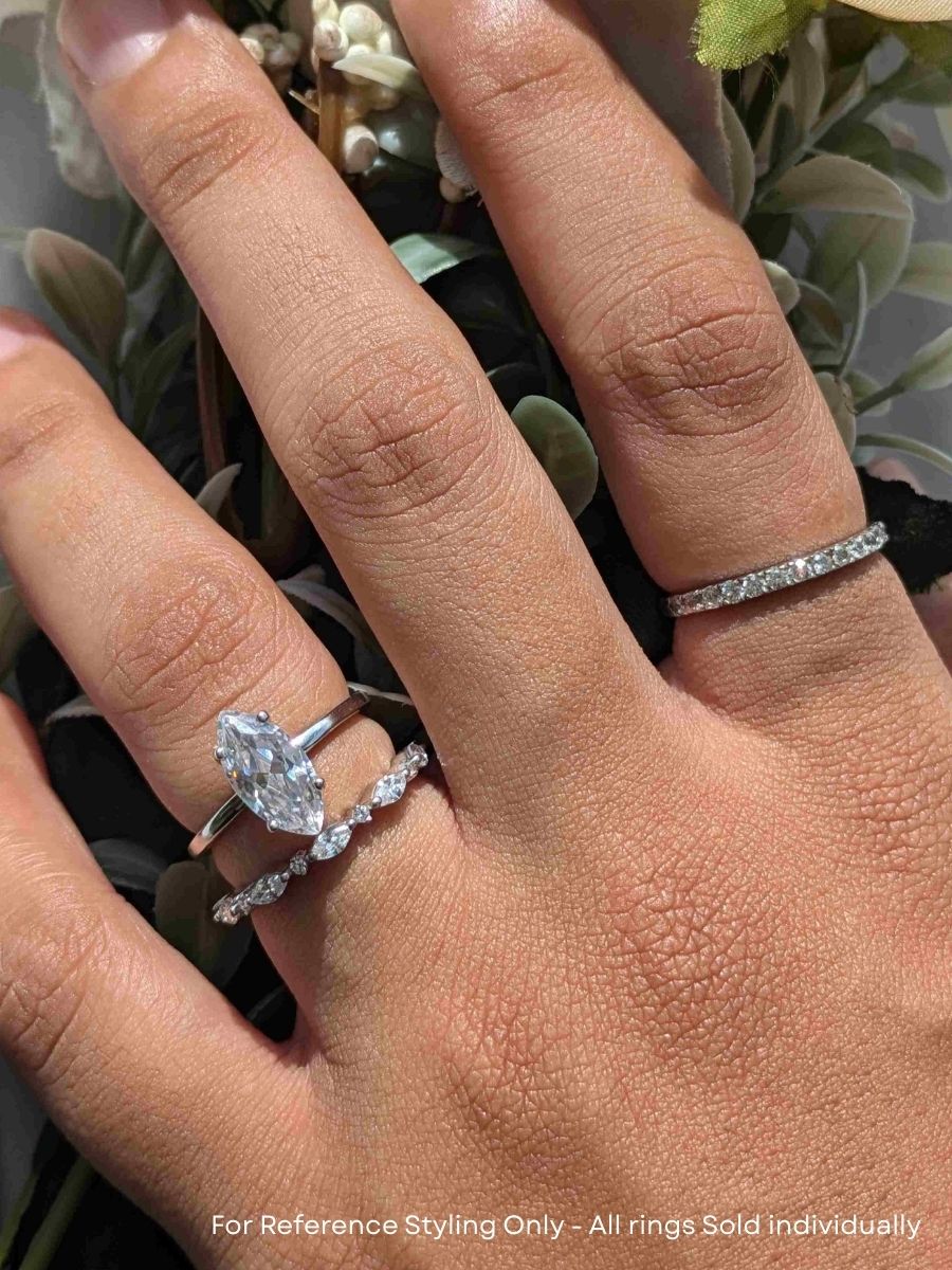 Marquise Solitaire Silver Ring