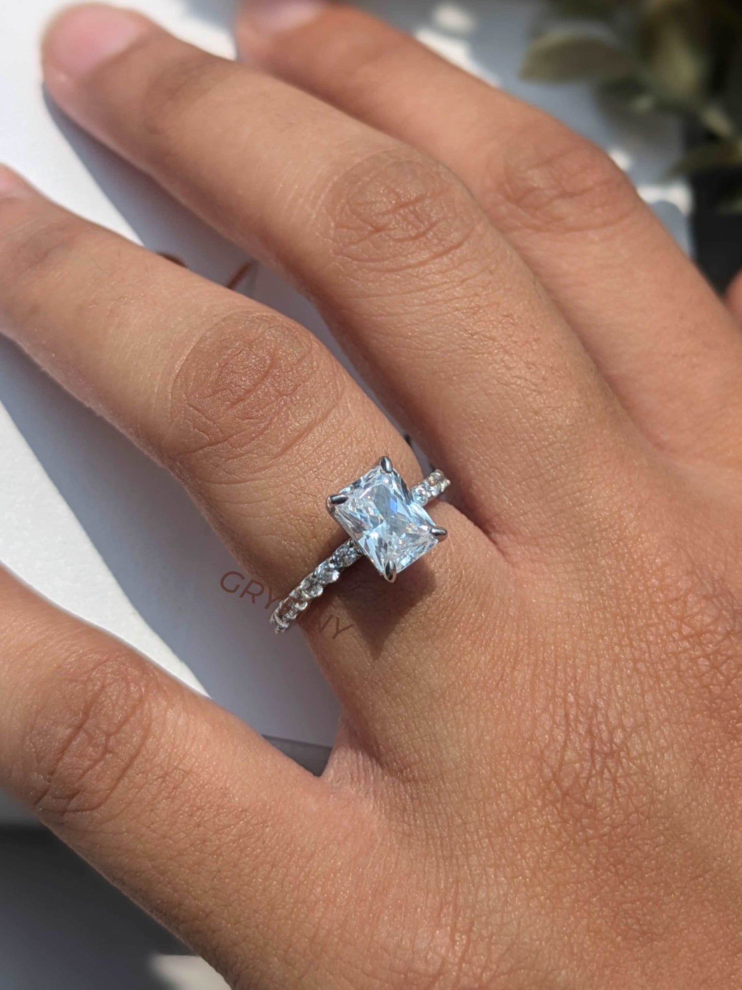 Ray Small Radiant Solitaire Silver Ring
