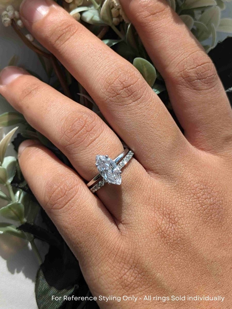 Marquise Solitaire Silver Ring