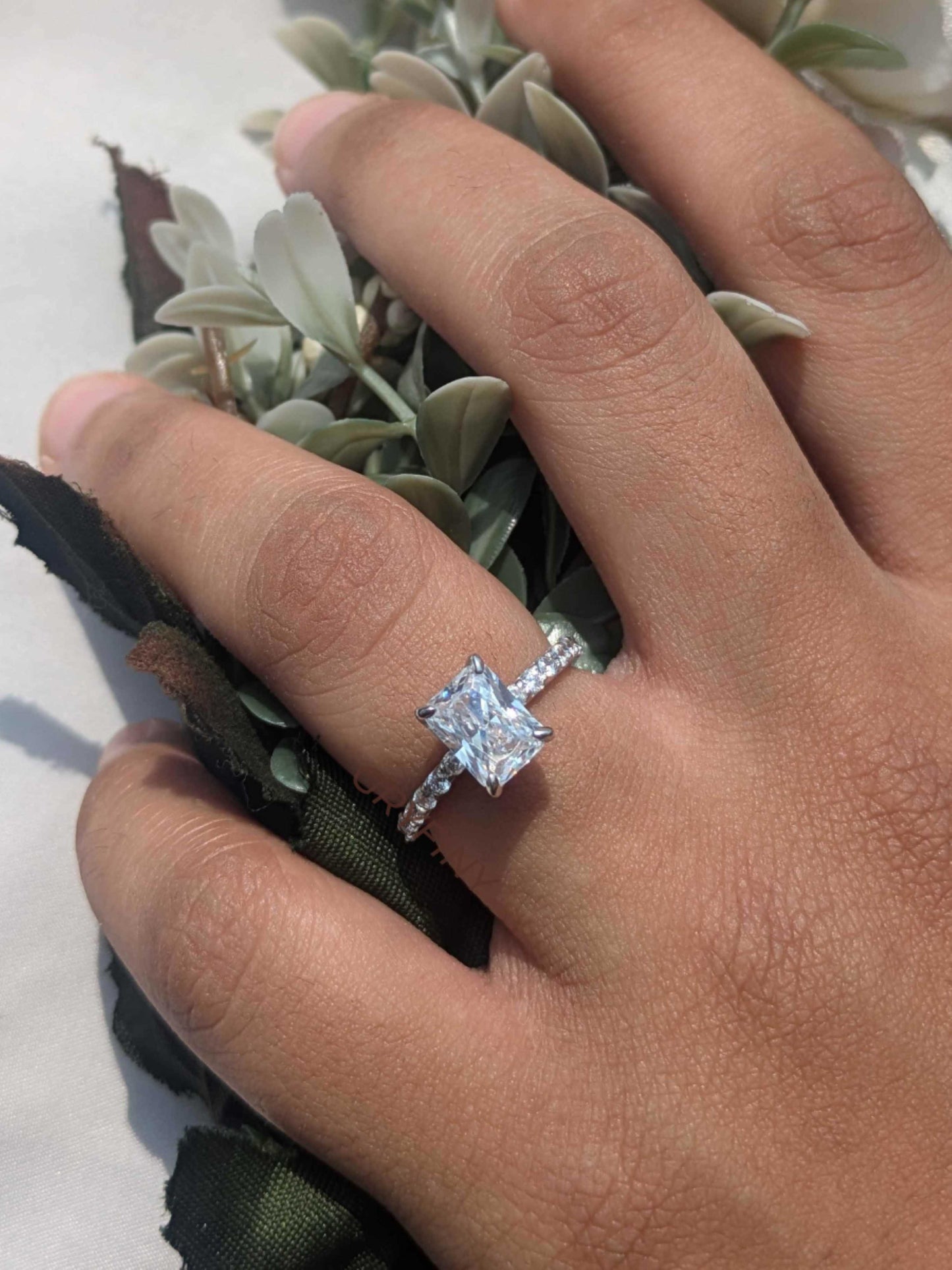 Ray Small Radiant Solitaire Silver Ring