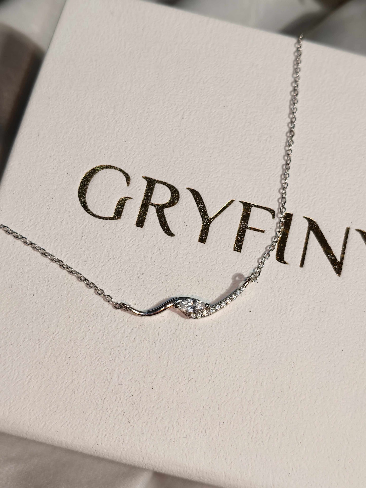 Curve Marquise Silver Necklace