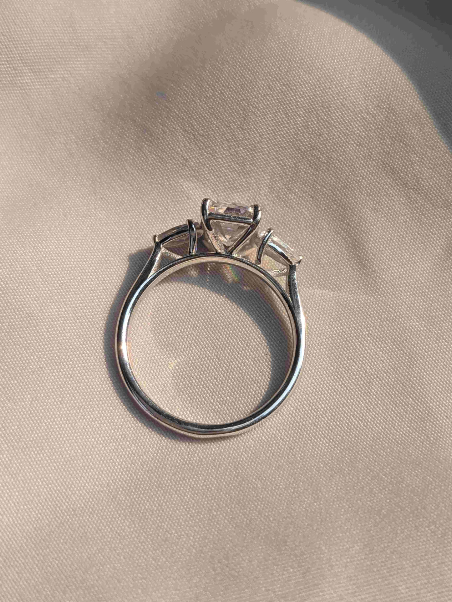 Merlin Silver 3-Stone Emerald Ring