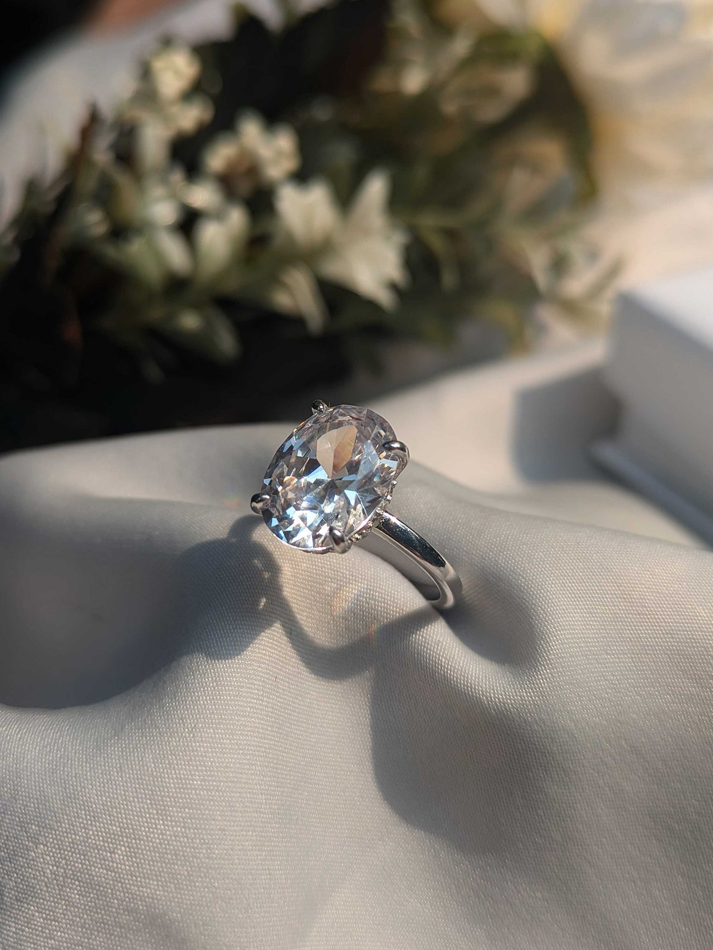 Hayley Oval Solitaire Silver Ring