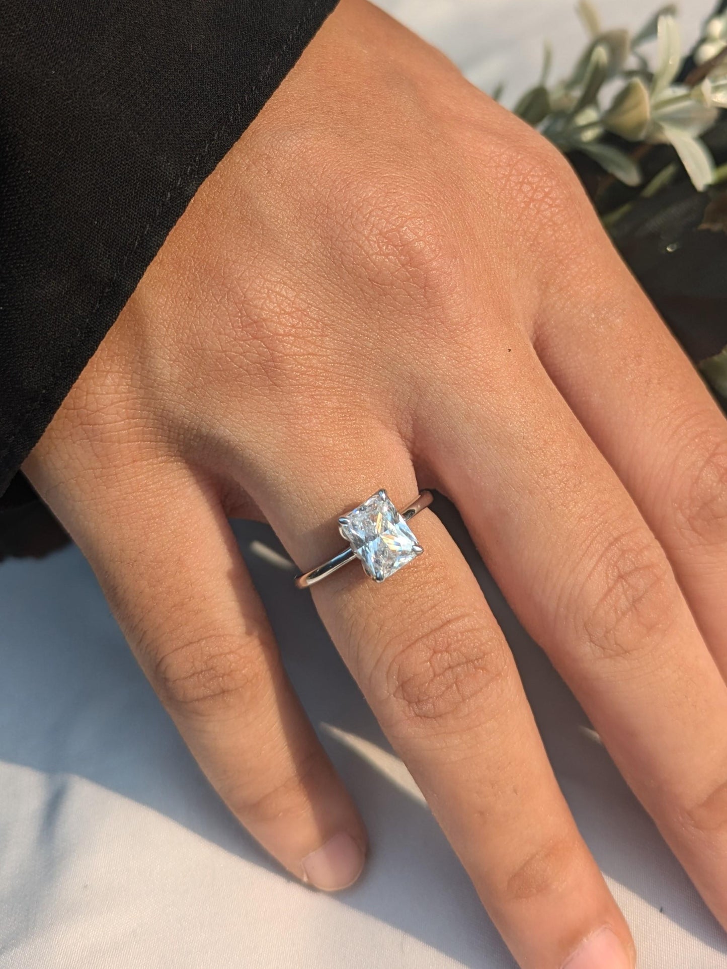 Maren Silver Radiant Solitaire Ring