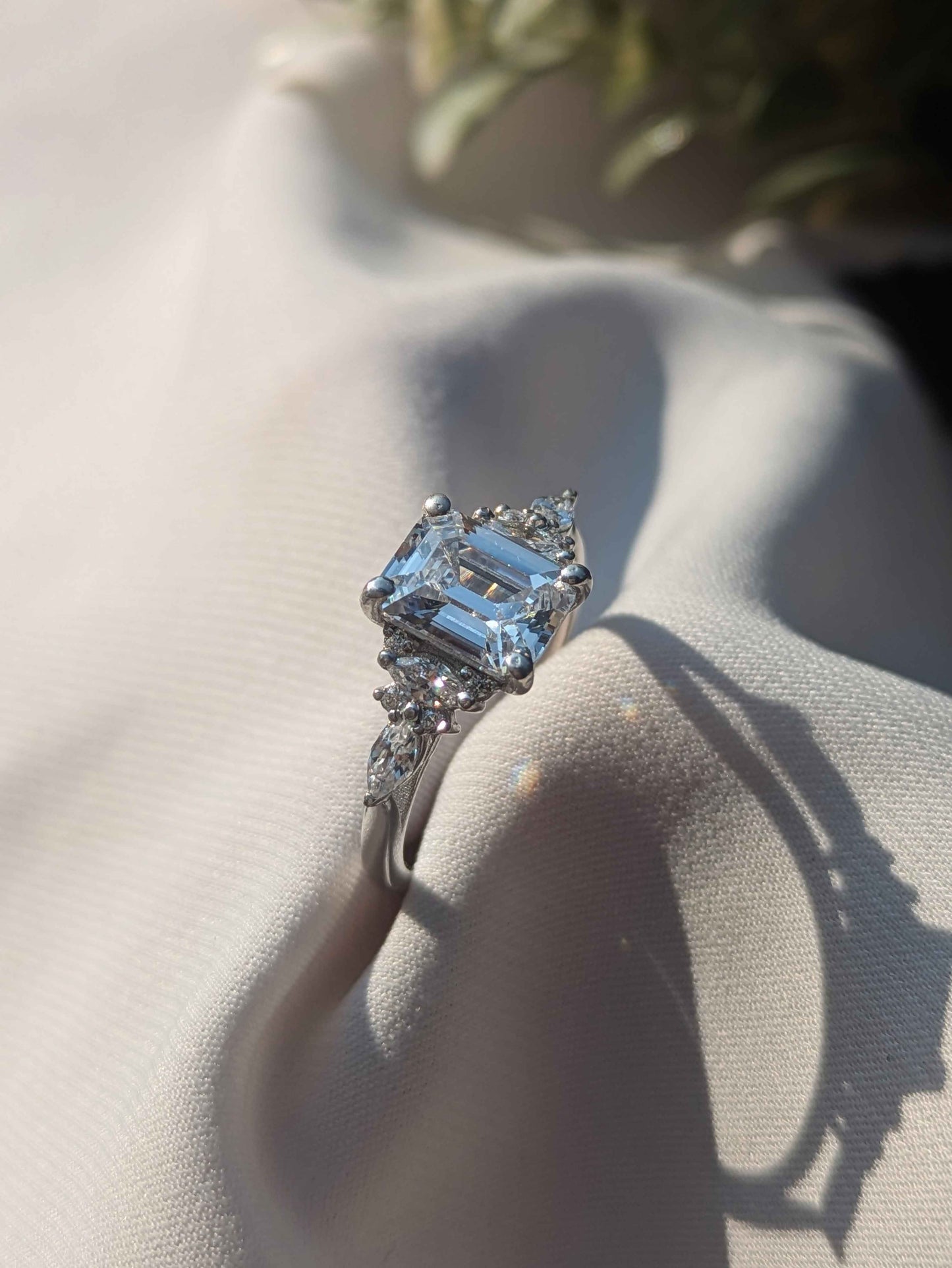 Ellis Silver Emerald Solitaire Ring