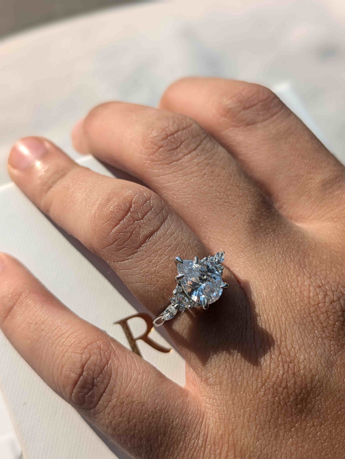 Elaine Silver Pear Solitaire Ring