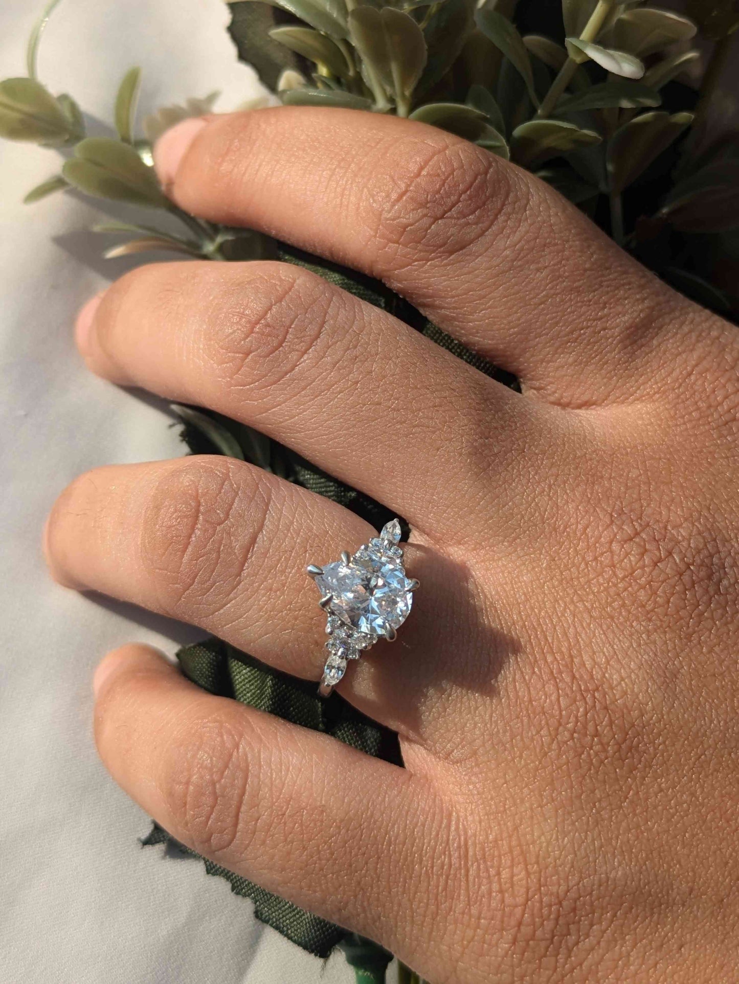 Elaine Silver Pear Solitaire Ring