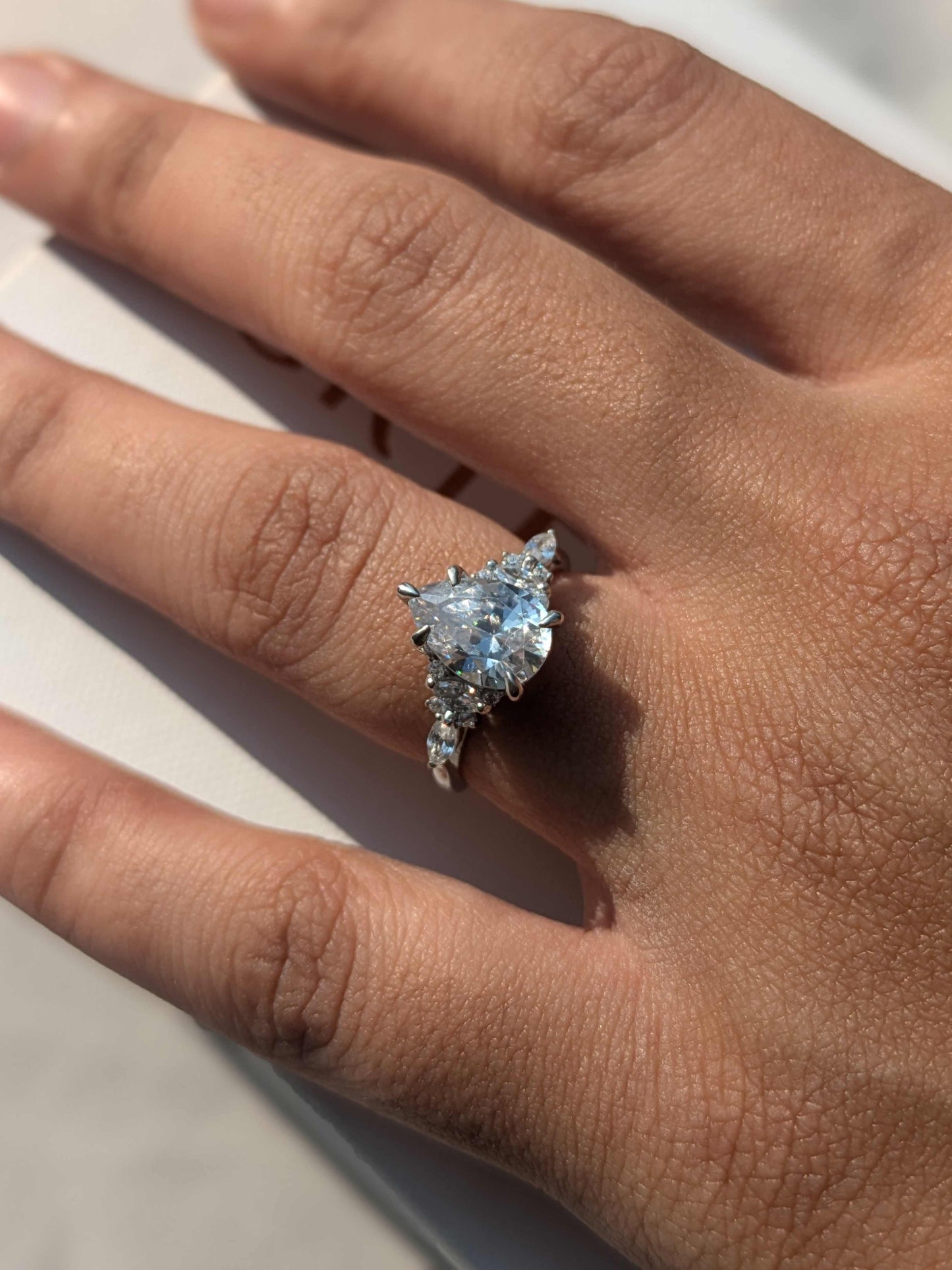 Elaine Silver Pear Solitaire Ring