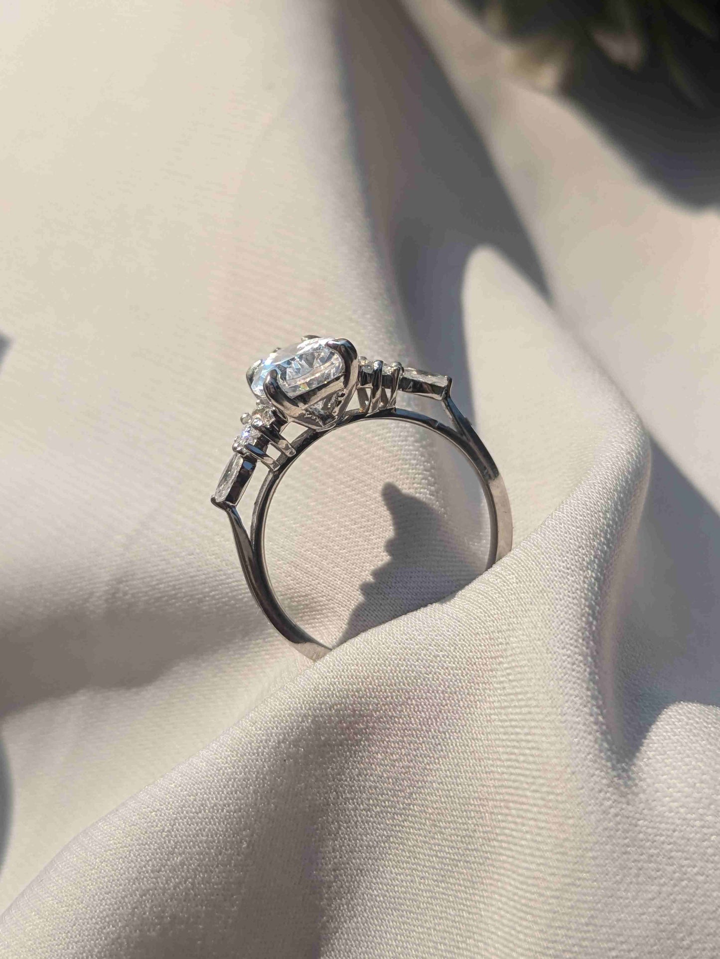 Elaine Silver Pear Solitaire Ring