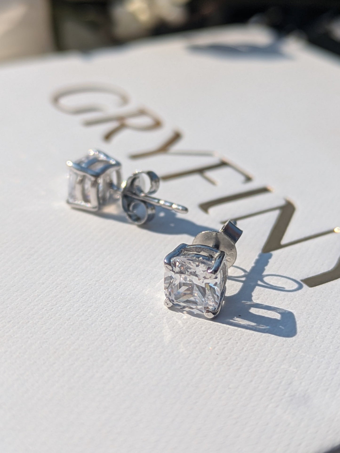 Cushion Stud Silver Earring