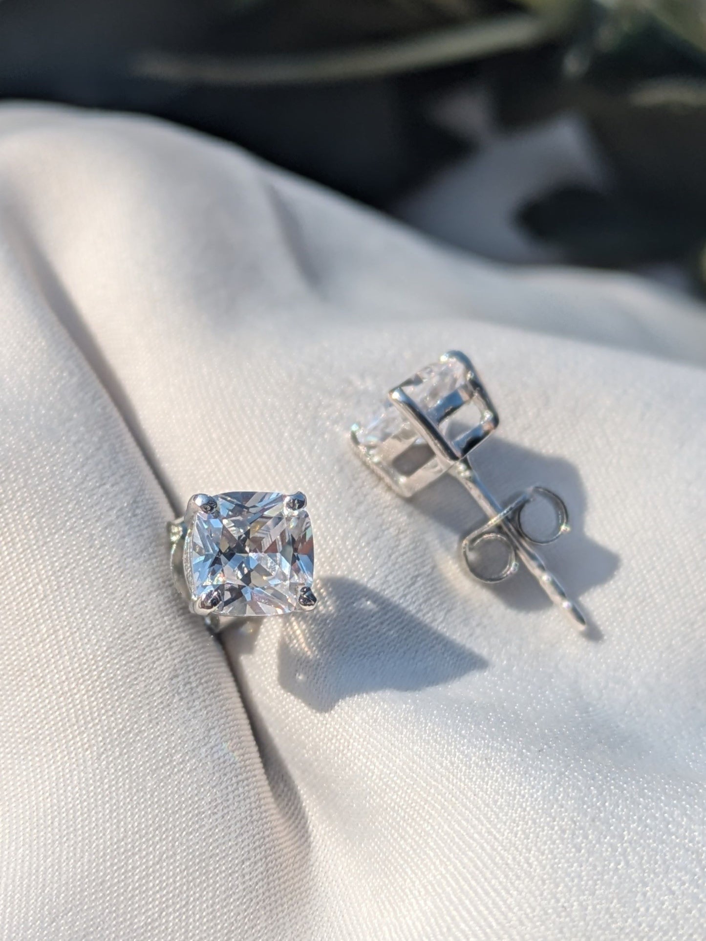Cushion Stud Silver Earring