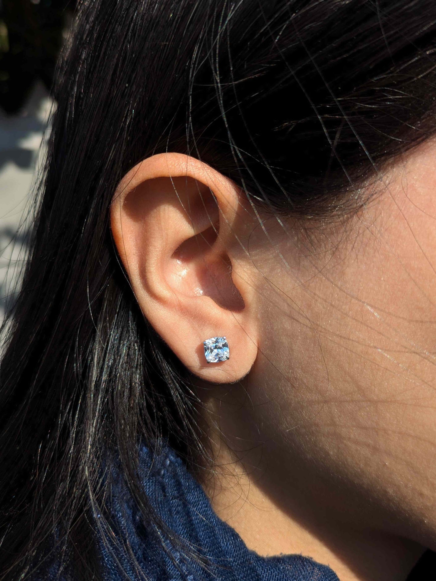 Cushion Stud Silver Earring
