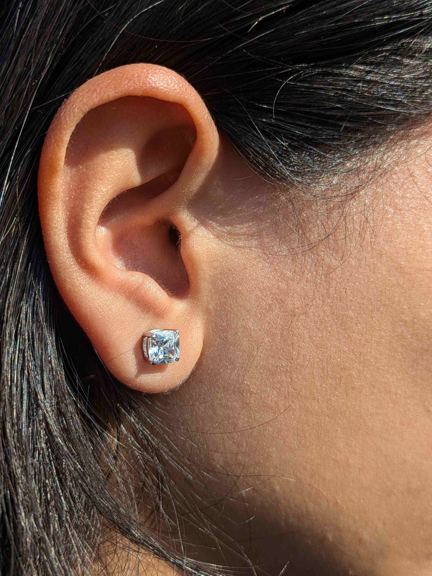Cushion Stud Silver Earring