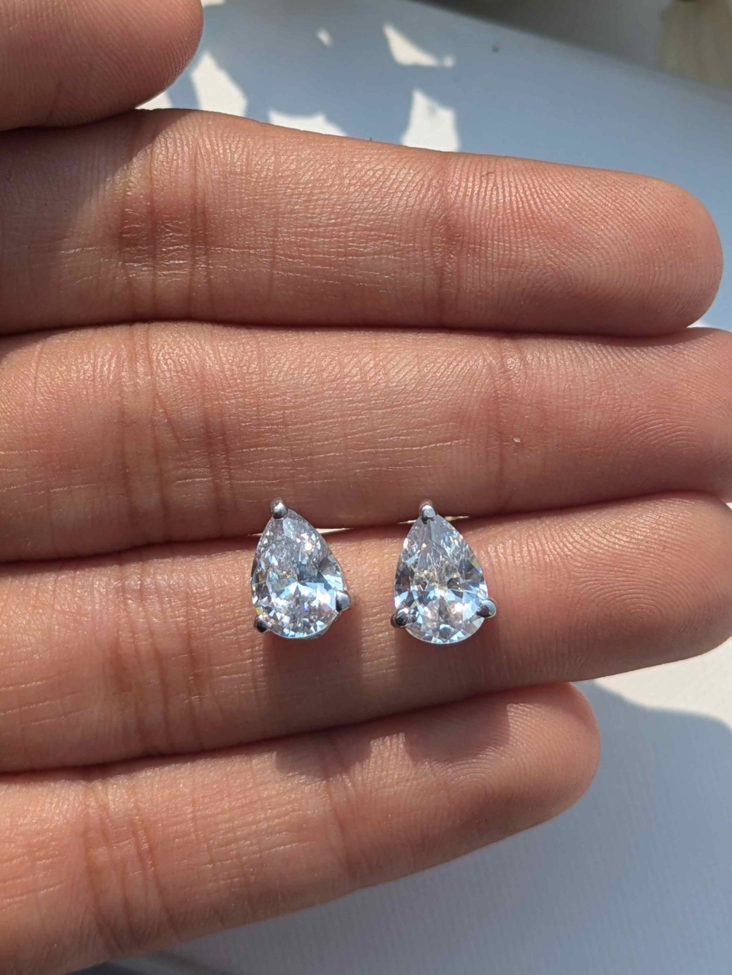 Pear Stud Silver Earring