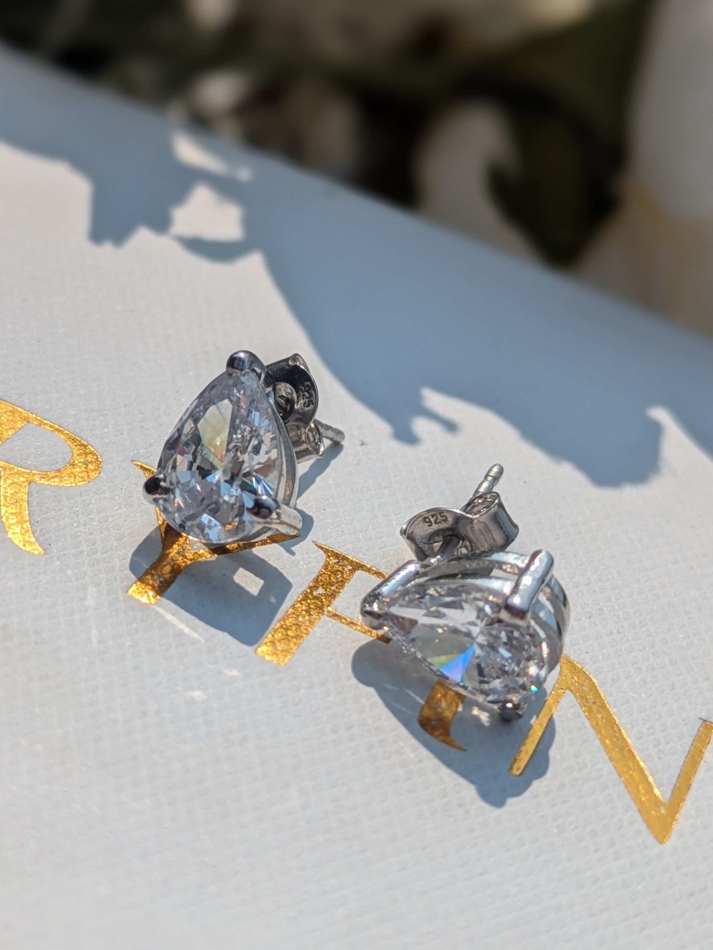 Pear Stud Silver Earring