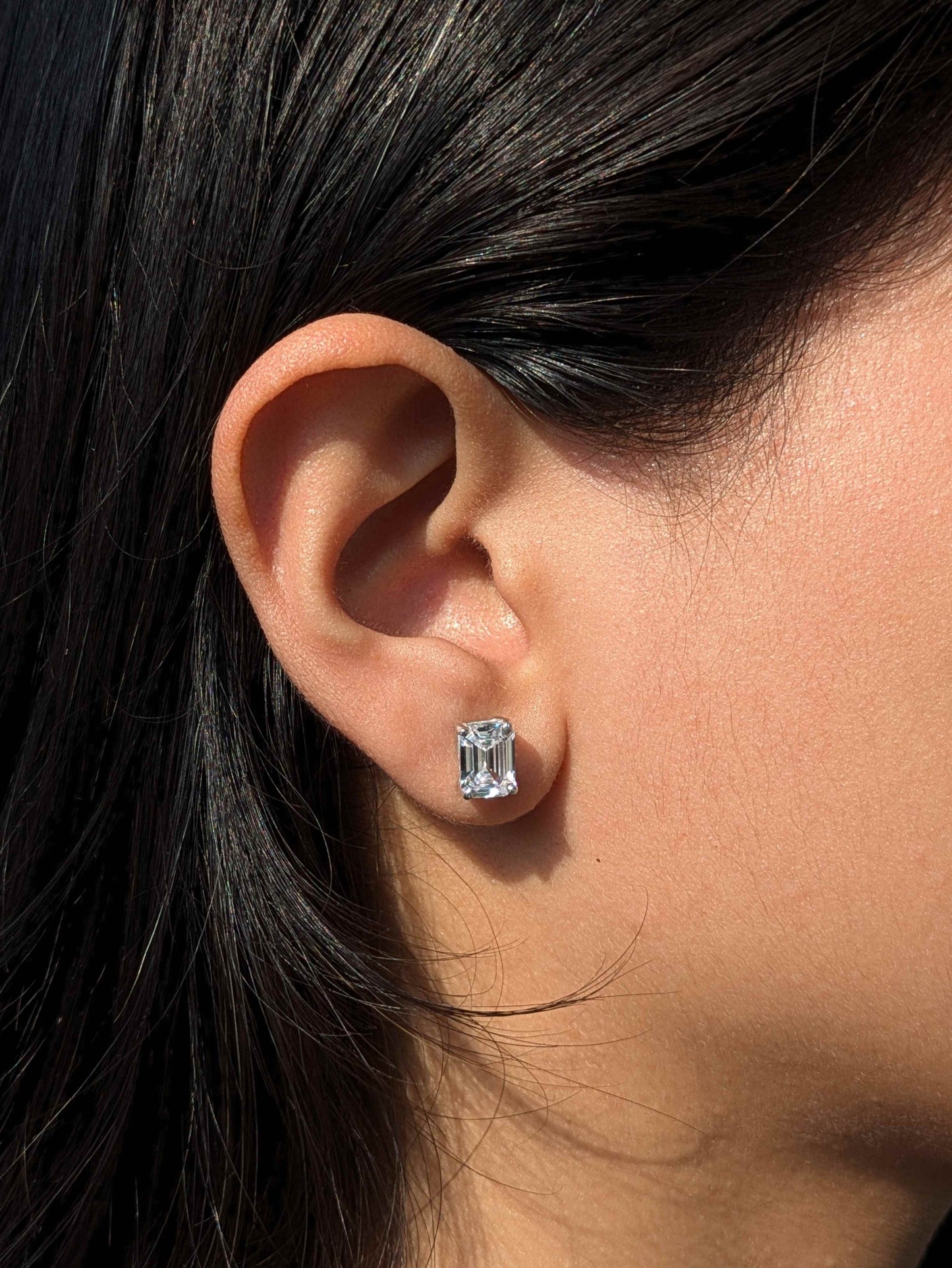 Emerald Stud Silver Earring