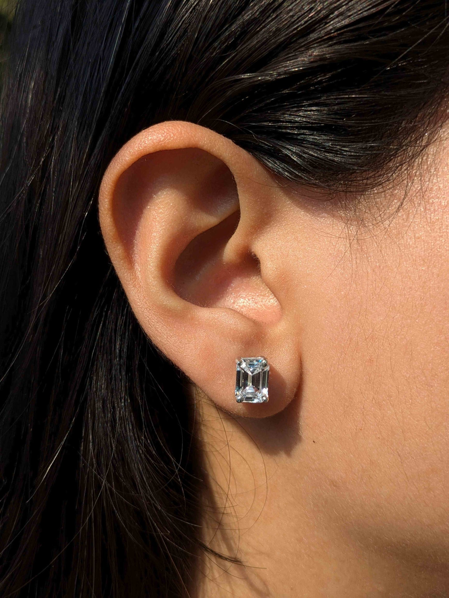 Emerald Stud Silver Earring