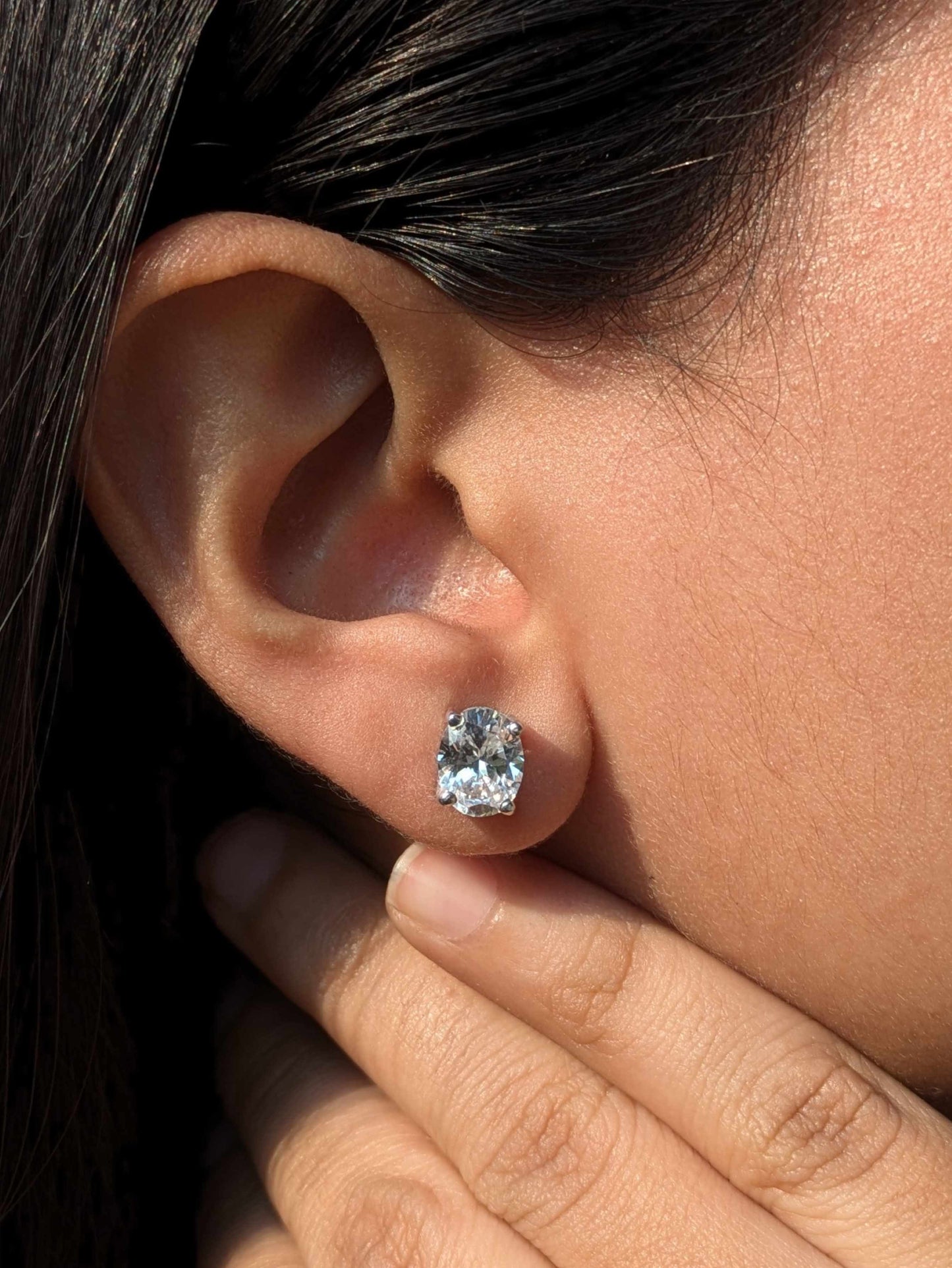 Oval Stud Silver Earring