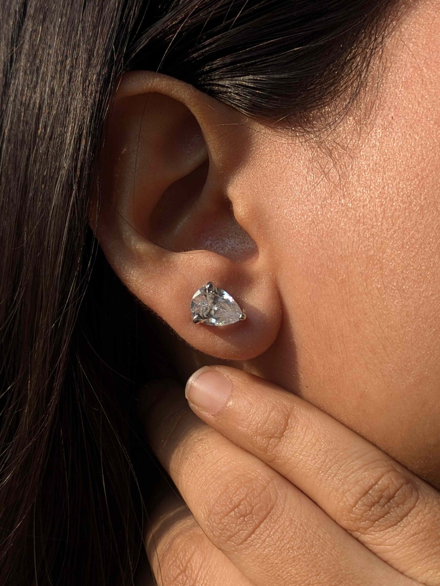 Pear Stud Silver Earring