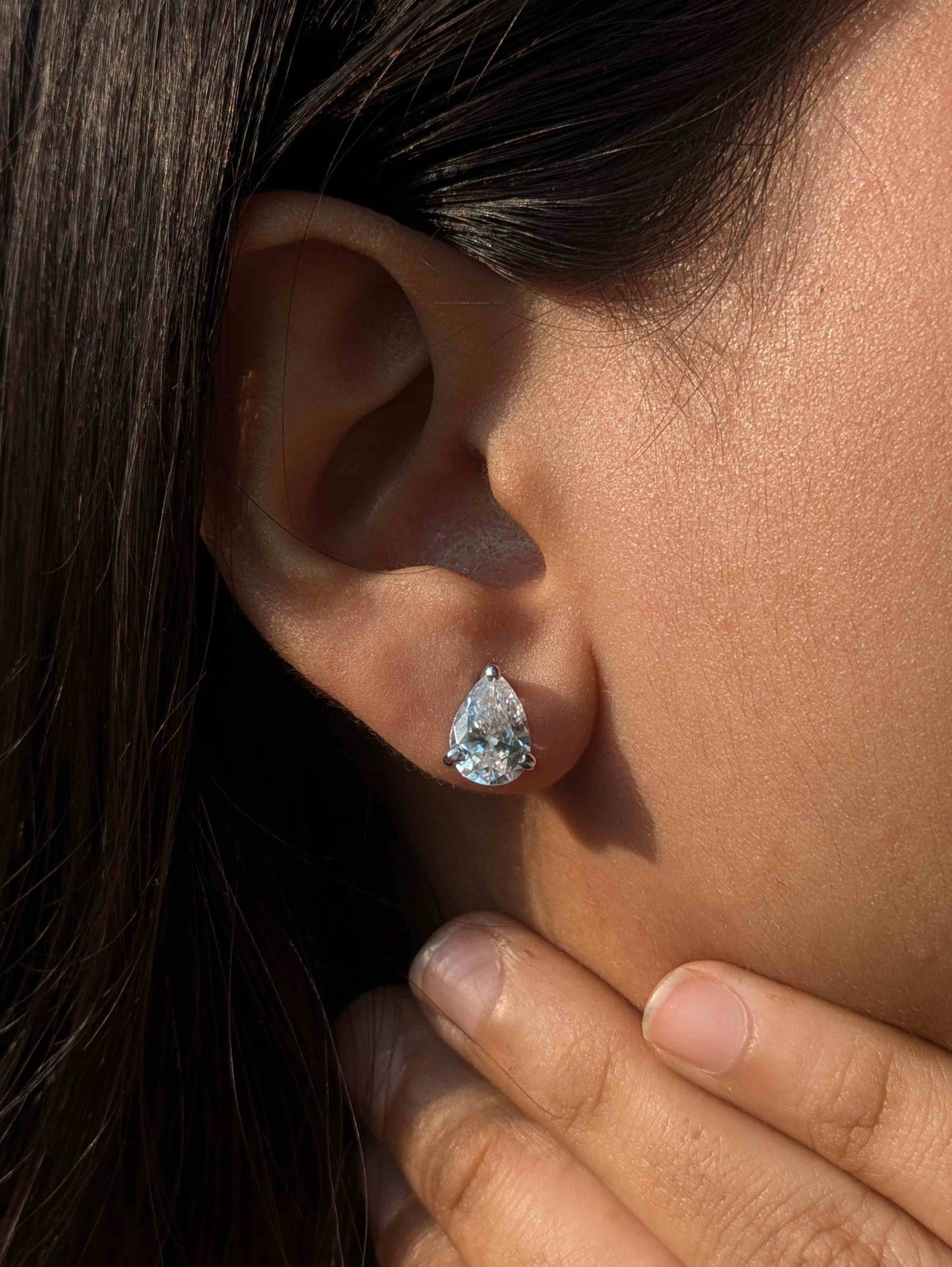 Pear Stud Silver Earring