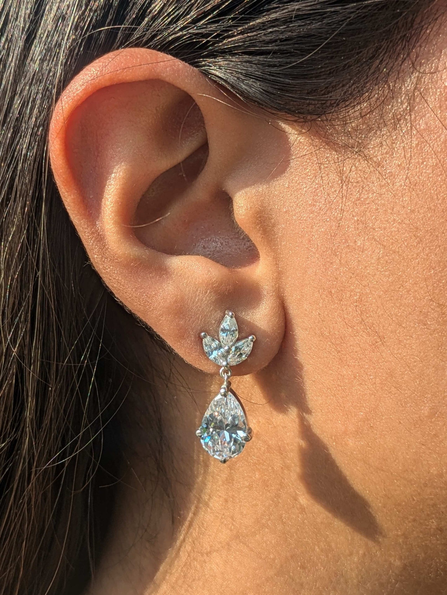 Marquise Drop Silver Dangler Earrings