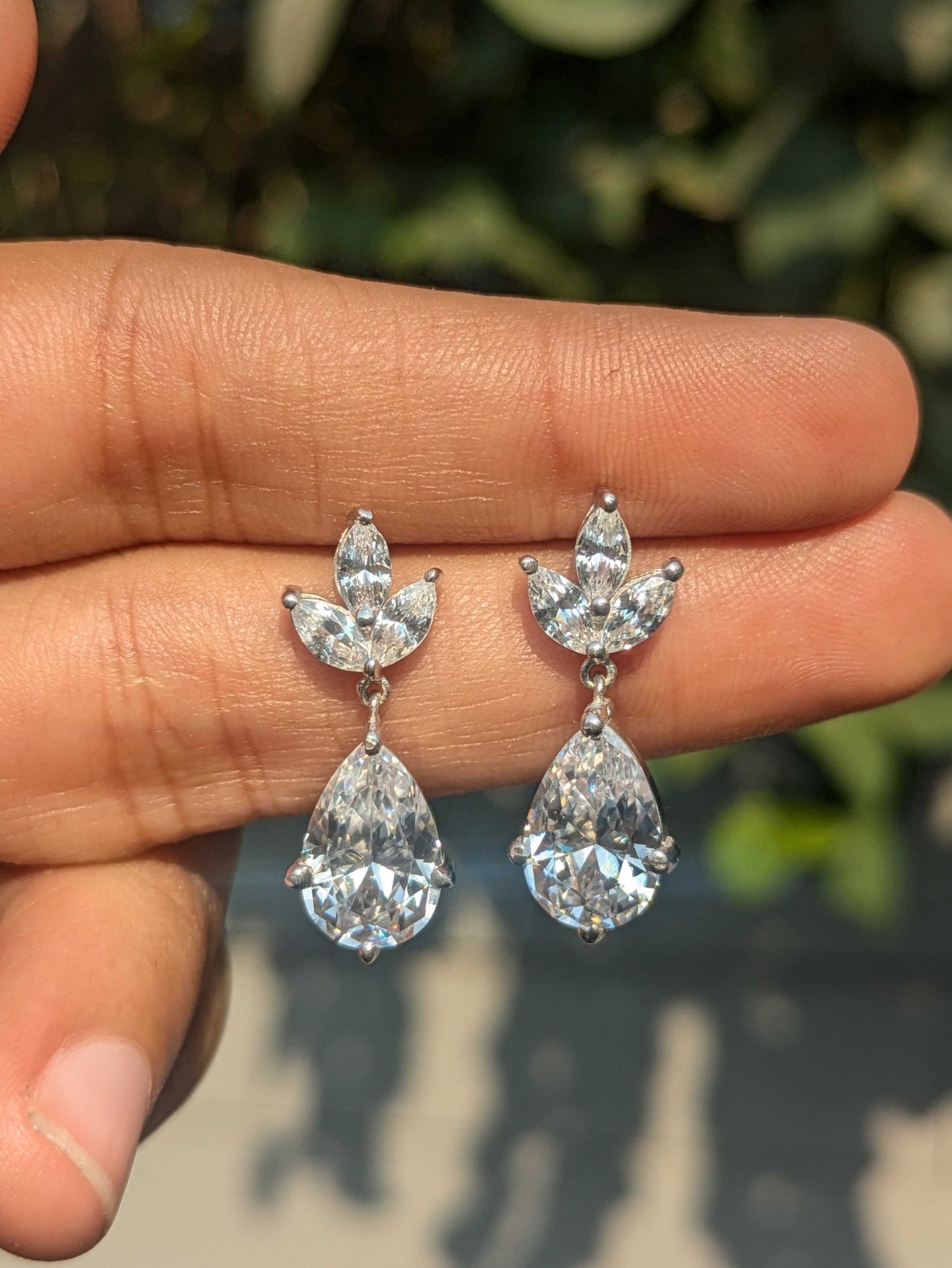 Marquise Drop Silver Dangler Earrings