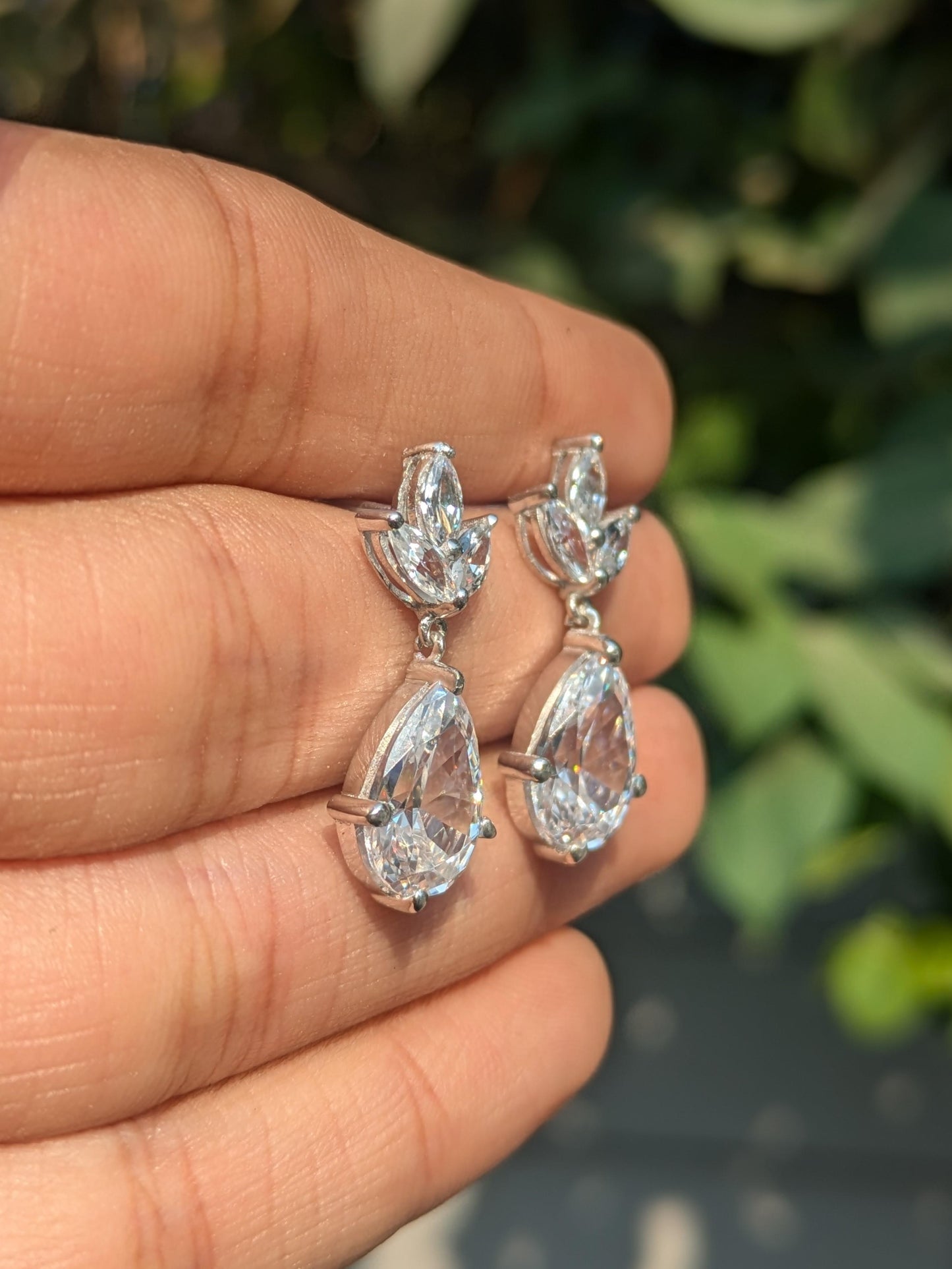 Marquise Drop Silver Dangler Earrings