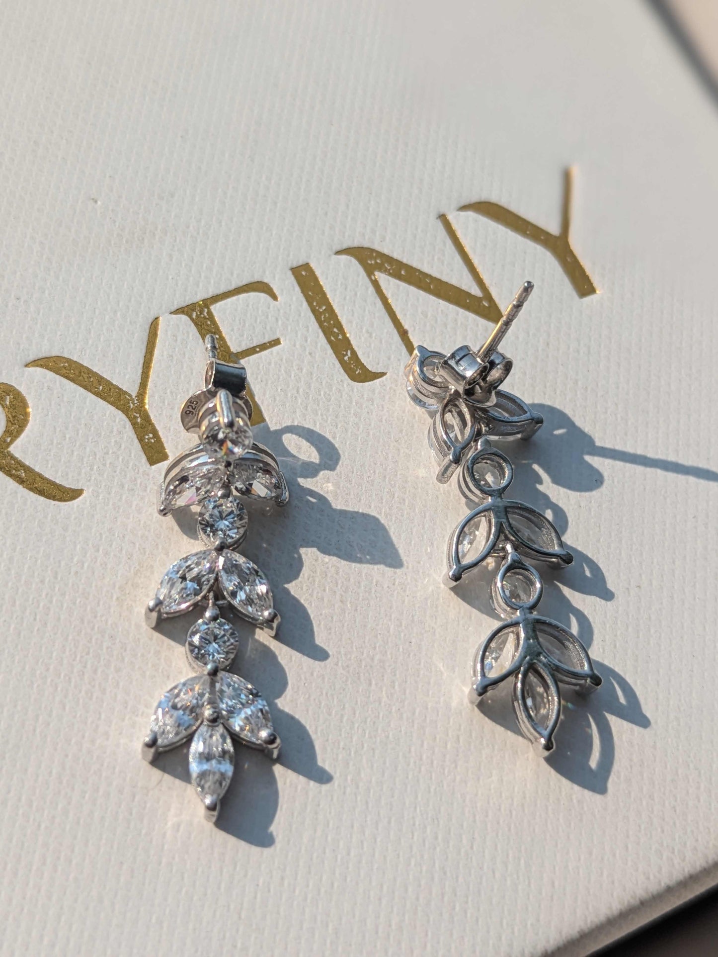 Long Maqruise Silver Dangler Earrings
