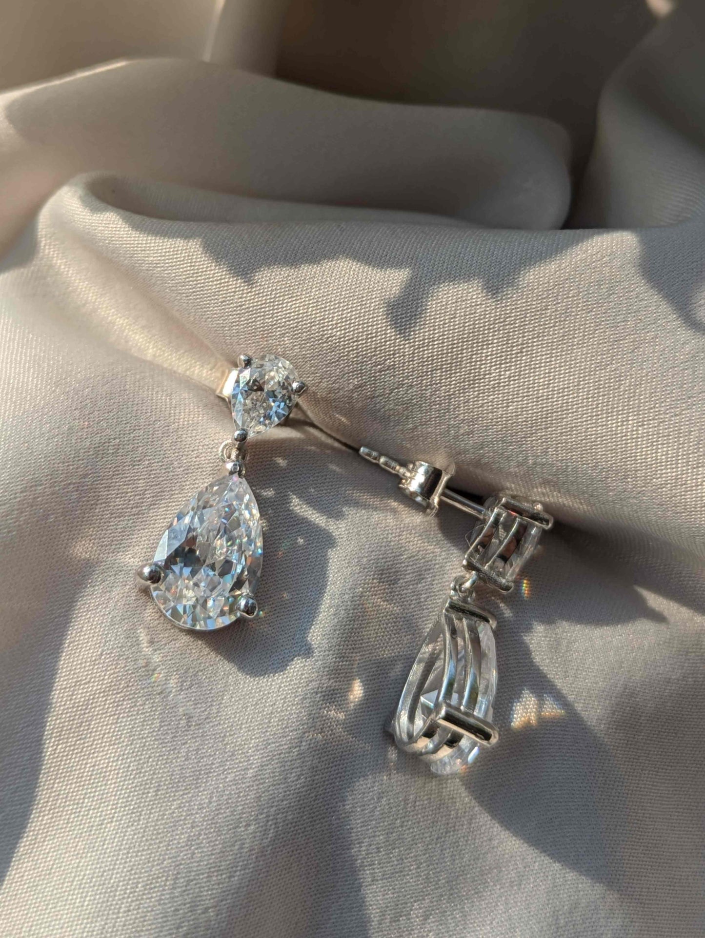 Pear & Pear Drop Silver Dangler Earrings