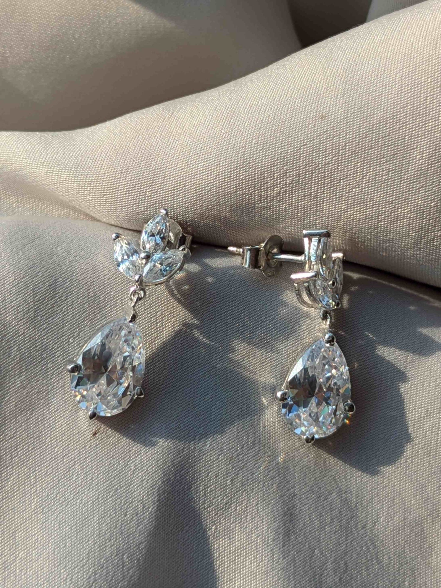Marquise Drop Silver Dangler Earrings