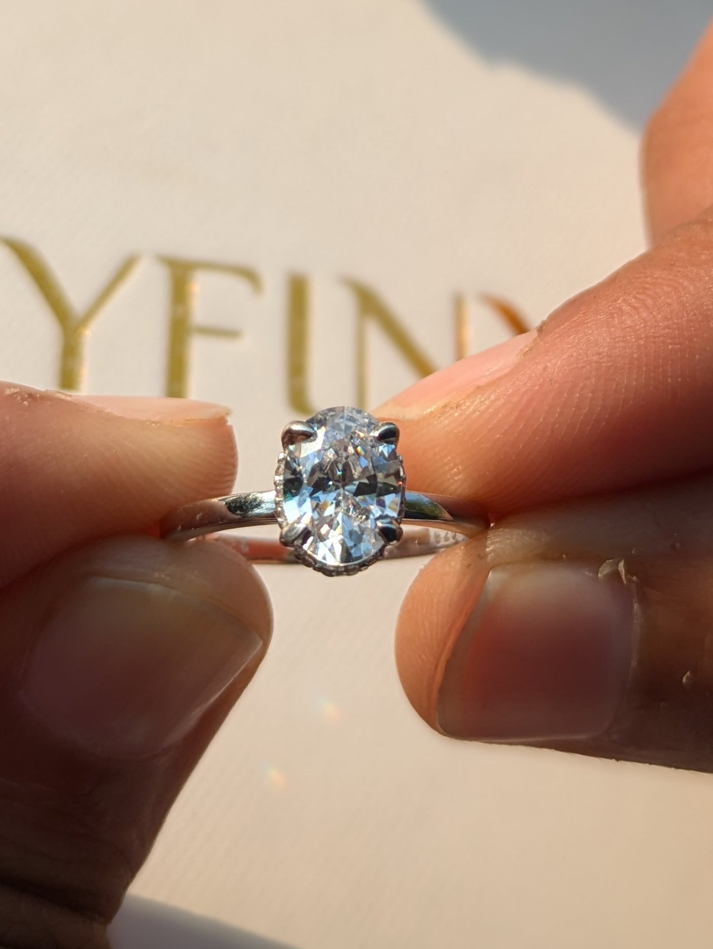 Quinn Silver Oval Diamond Ring