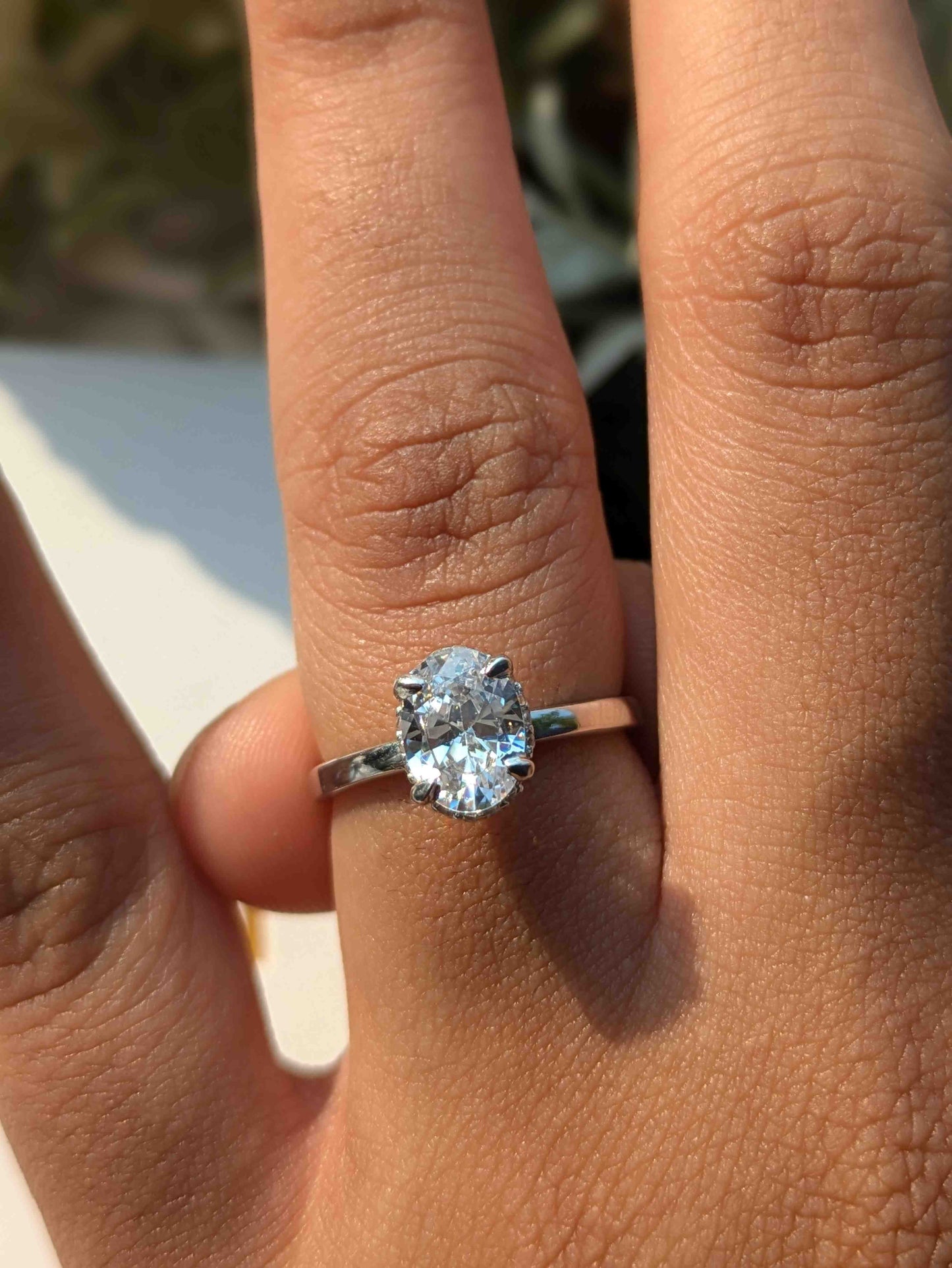 Quinn Silver Oval Diamond Ring