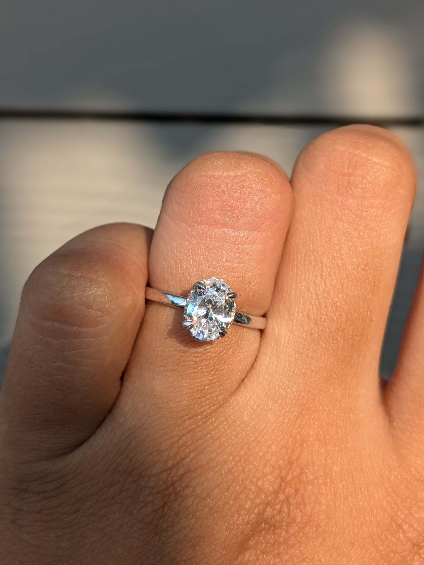 Quinn Silver Oval Diamond Ring