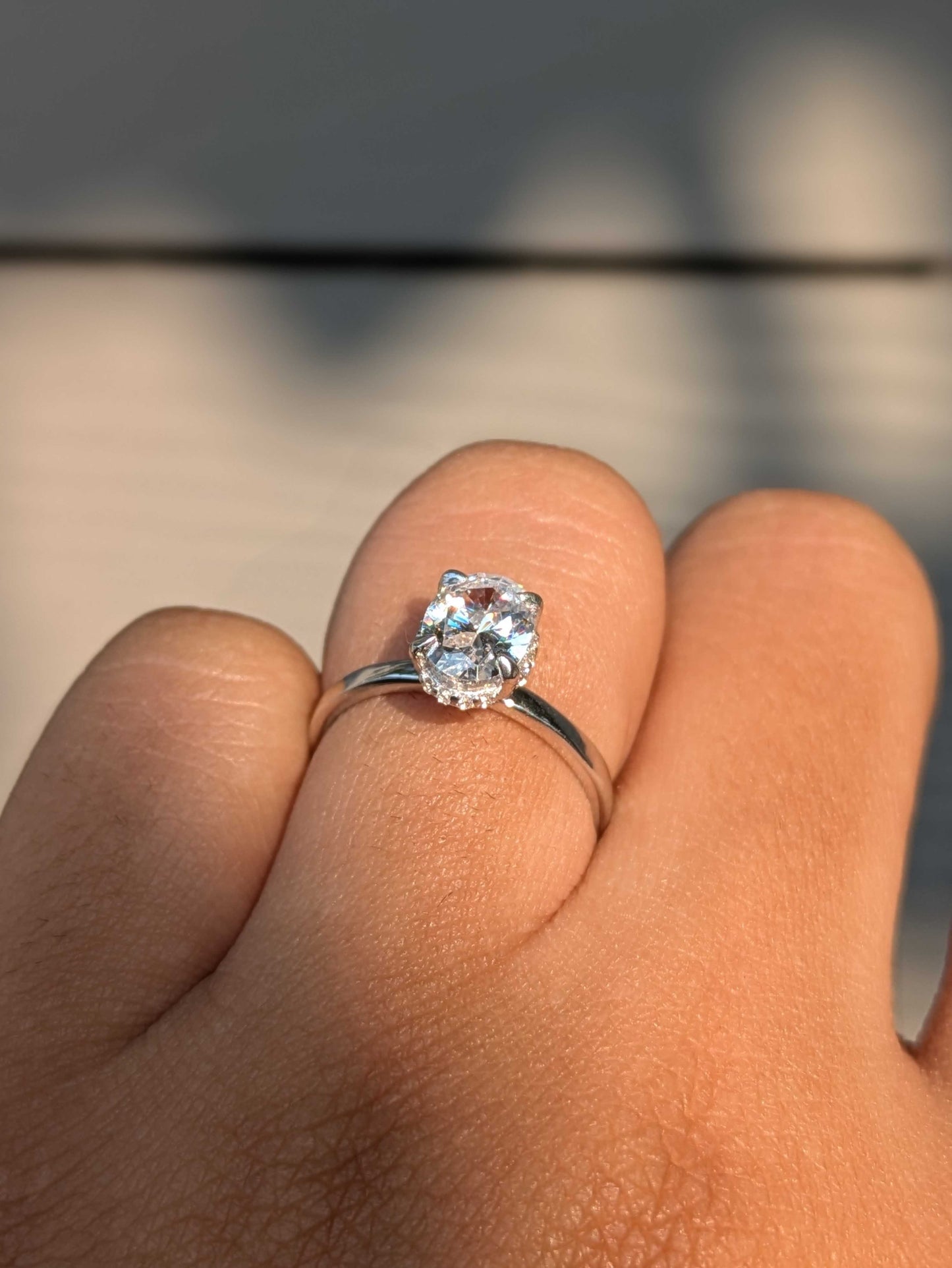 Quinn Silver Oval Diamond Ring