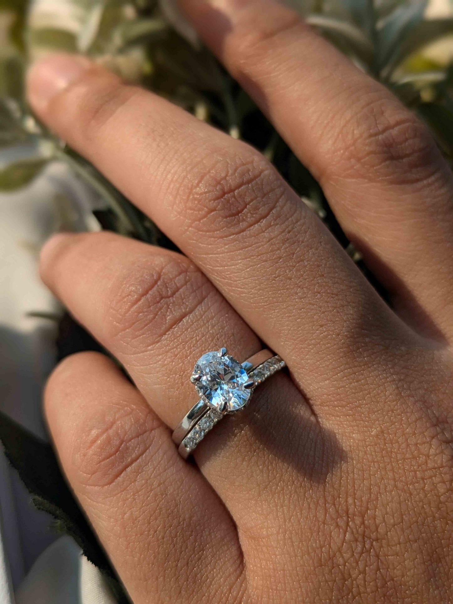 Quinn Silver Oval Diamond Ring